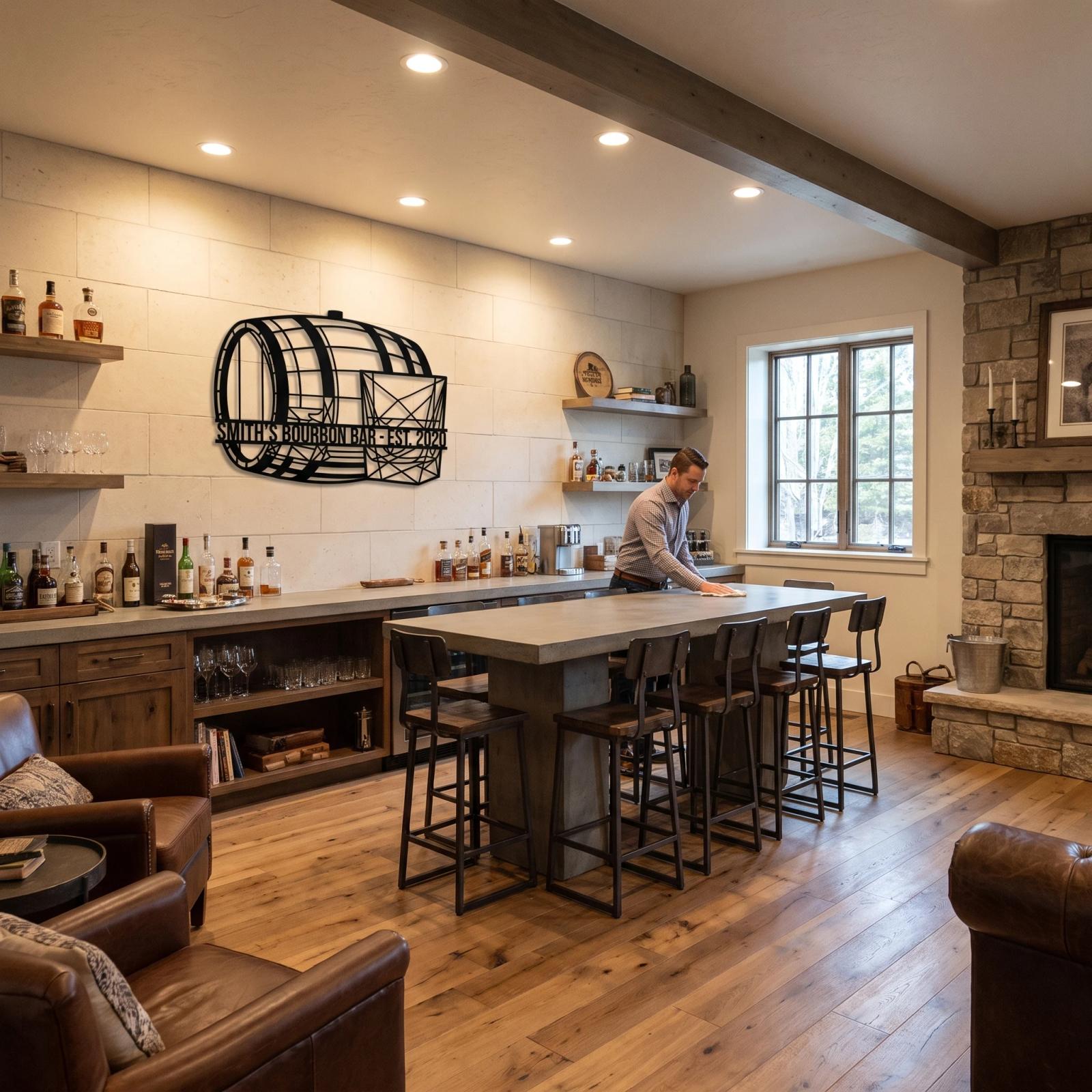 Custom Bourbon Bar Metal Sign – Personalized Whiskey Lounge Wall Art, Home Pub Decor — 3