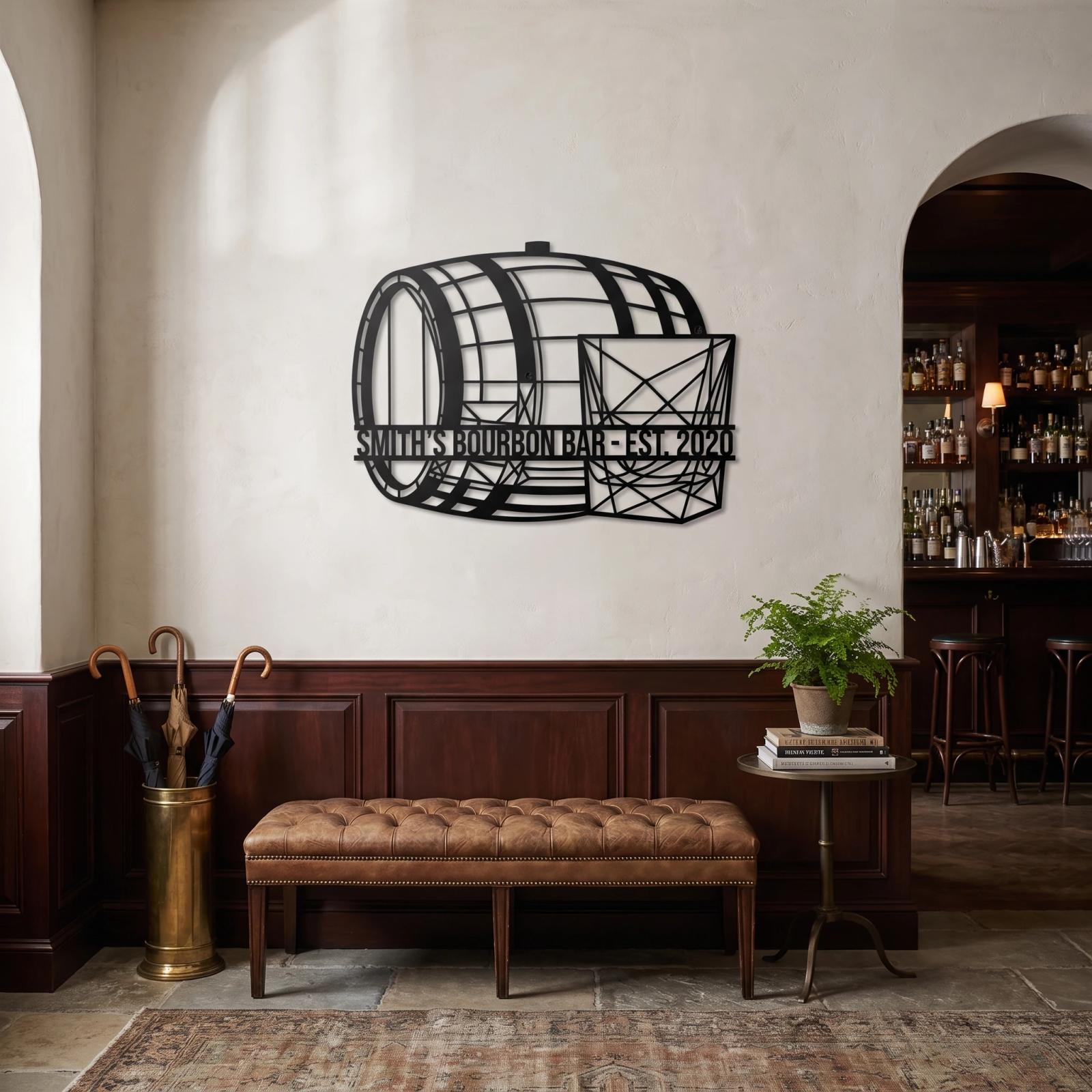 Custom Bourbon Bar Metal Sign – Personalized Whiskey Lounge Wall Art, Home Pub Decor — 5