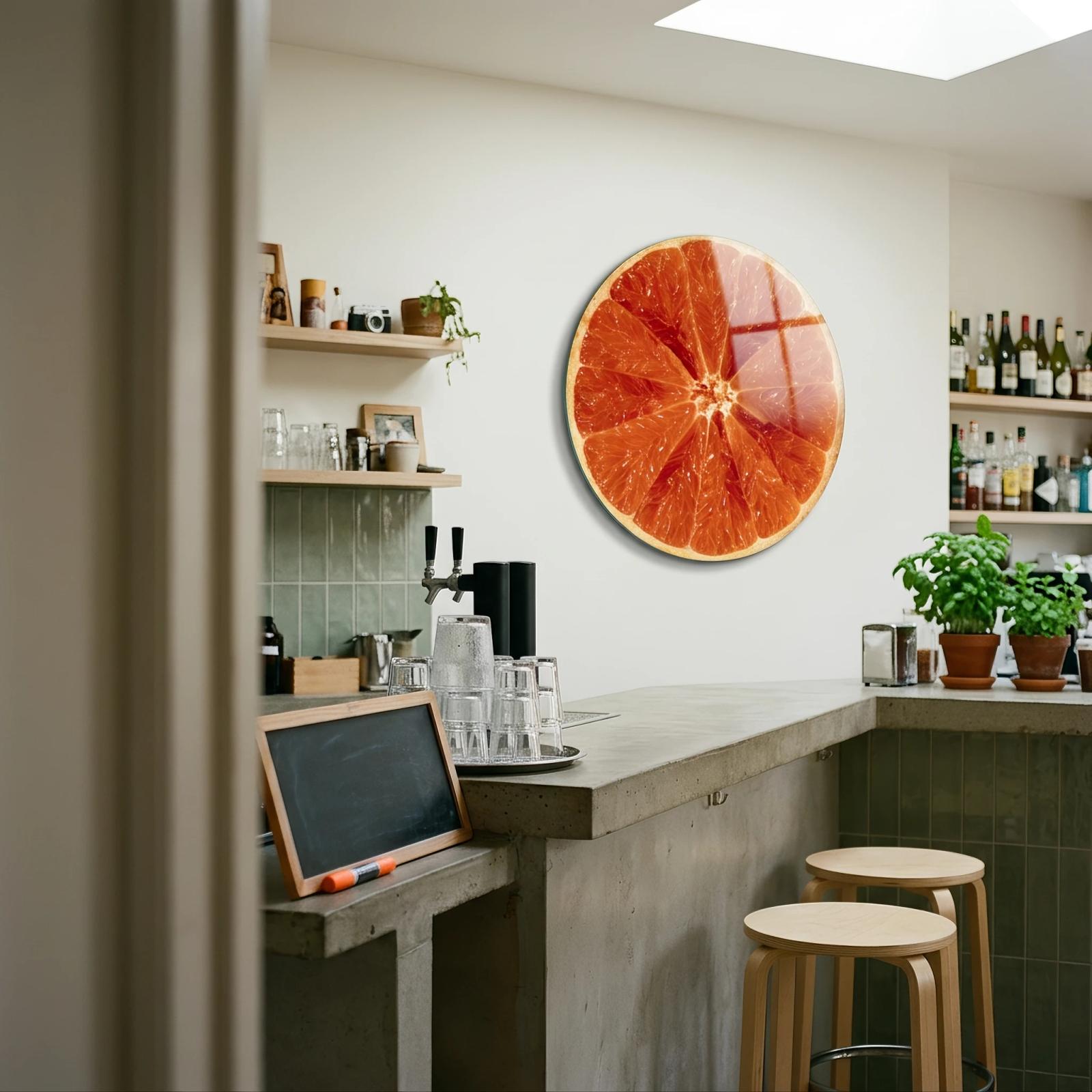 Citrus Slice Macro Round Kitchen Glass Wall Art — 2