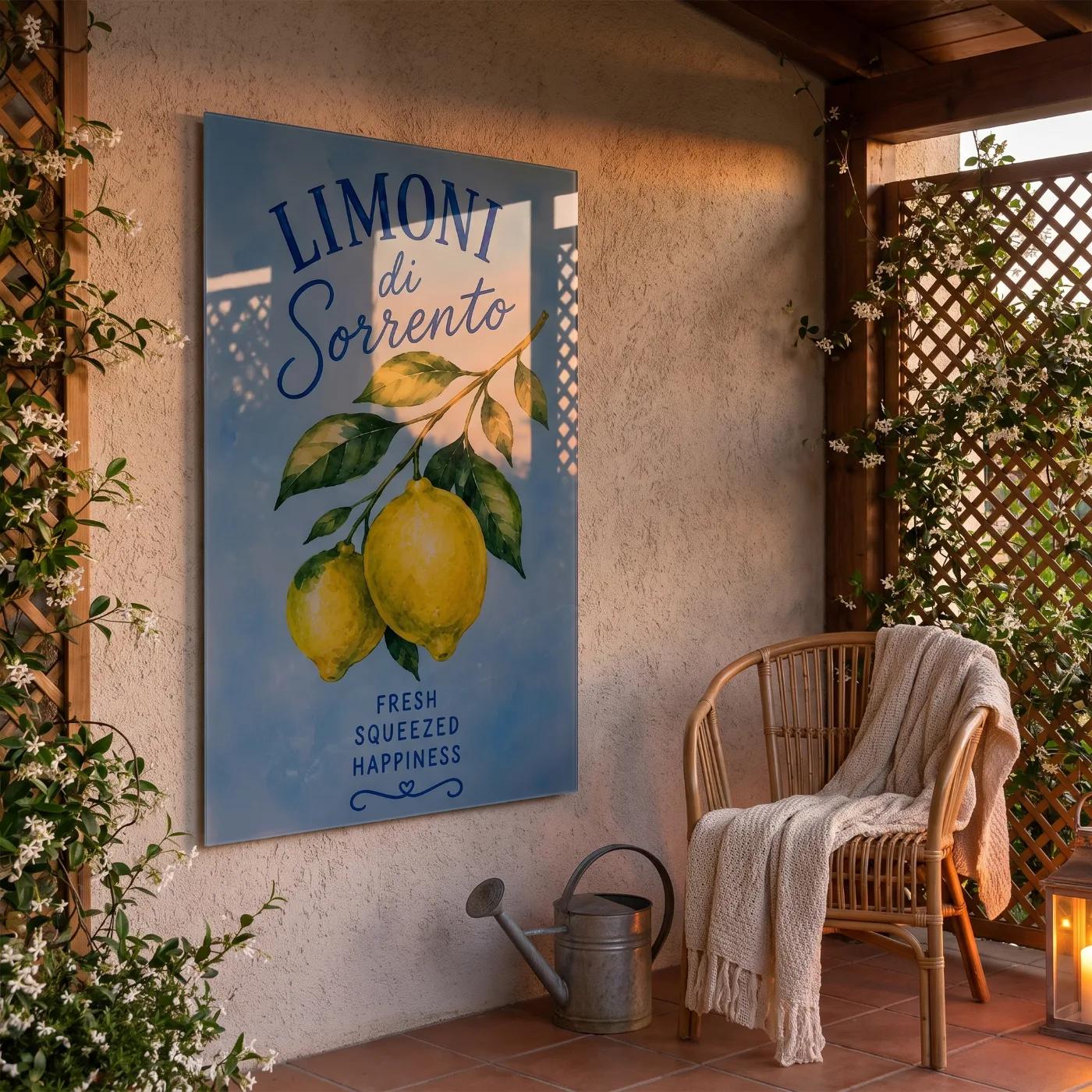 Lemon Kitchen Wall Art Sorrento Watercolor Citrus | Glass Wall Art — 4