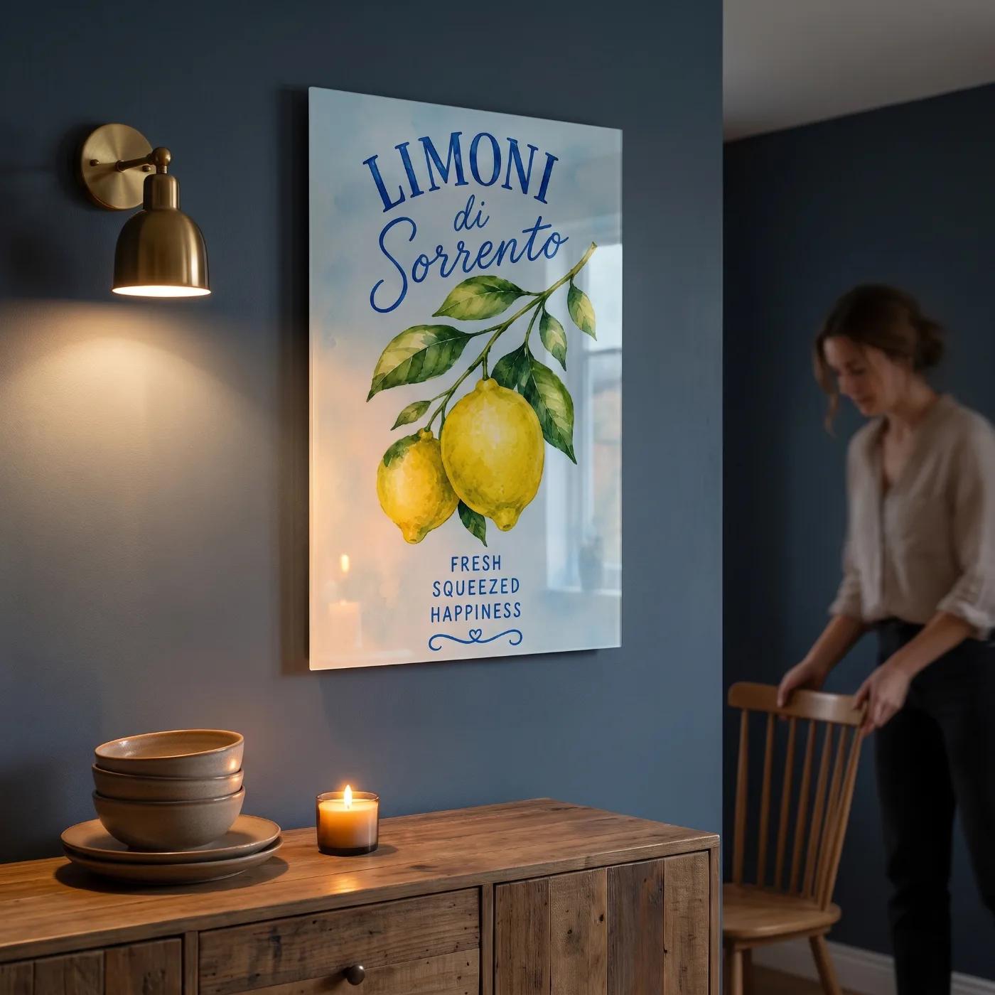 Lemon Kitchen Wall Art Sorrento Watercolor Citrus | Glass Wall Art — 5