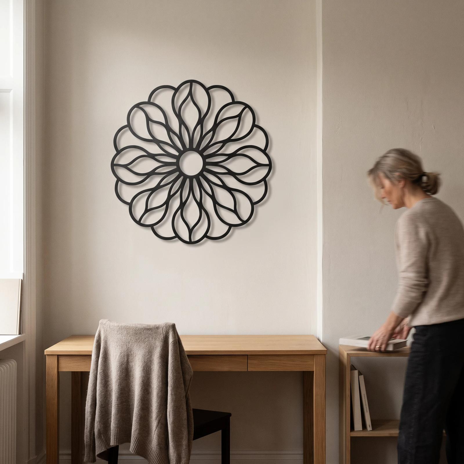 Mandala Metal Flower Wall Art – Petal Rosette, Living Room and Entryway Decor — 3