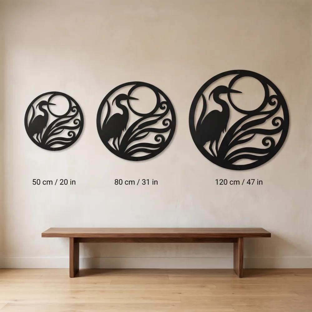 Heron Moon Metal LED Wall Art – Heron Hour, Coastal Living Room Decor — 9