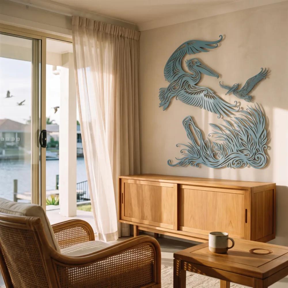 Pelican Metal Wall Art – Coastal Flight, Beach House Decor — 2