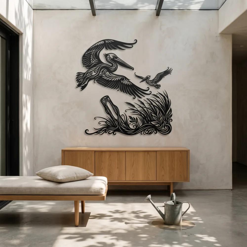 Pelican Metal Wall Art – Coastal Flight, Beach House Decor