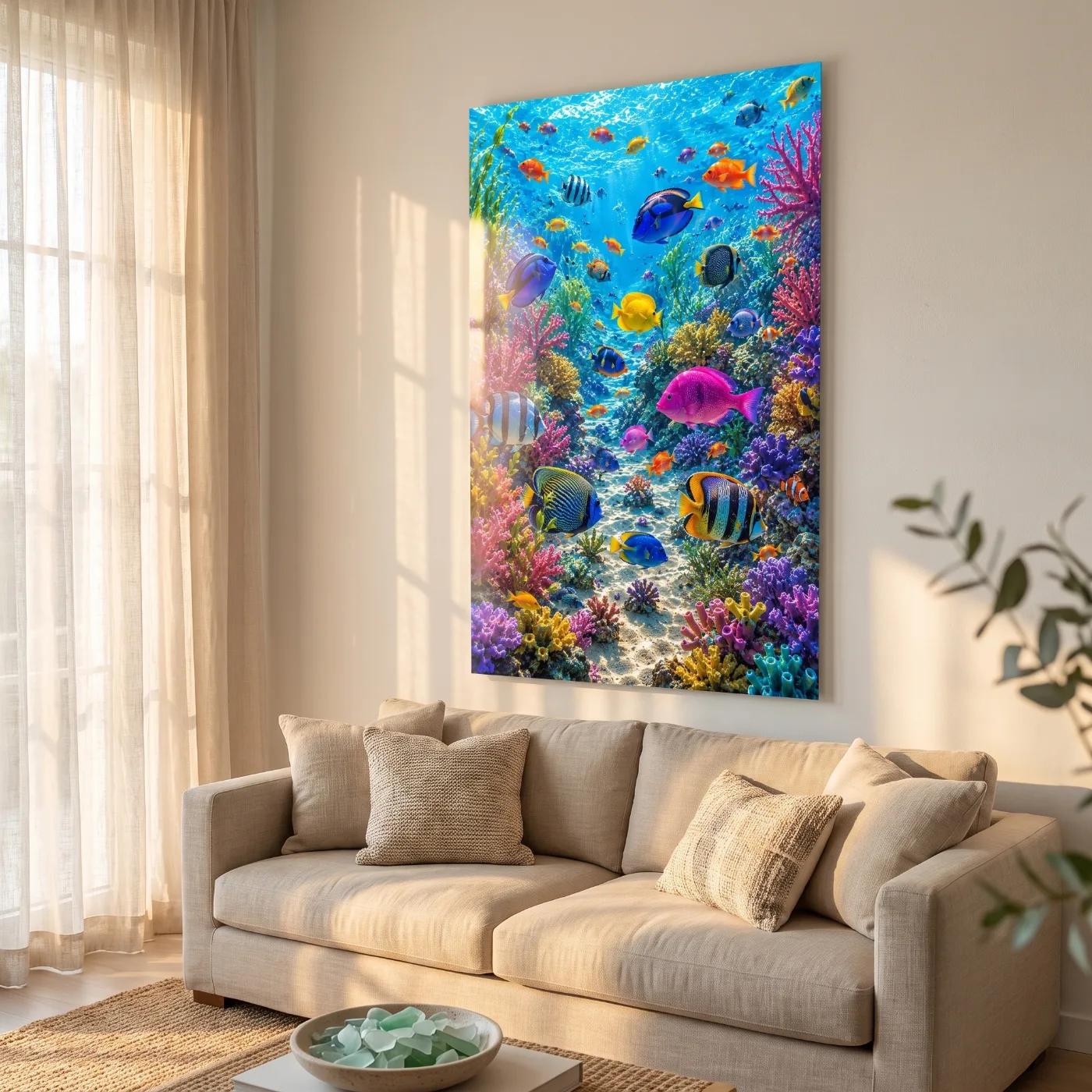 Tropical Fish Coral Reef Underwater Ocean Glass Wall Art — 2