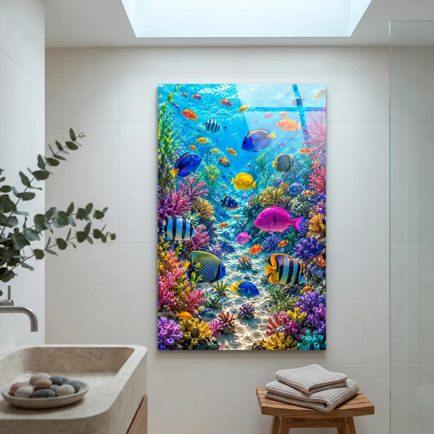 Tropical Fish Coral Reef Underwater Ocean Glass Wall Art — 3