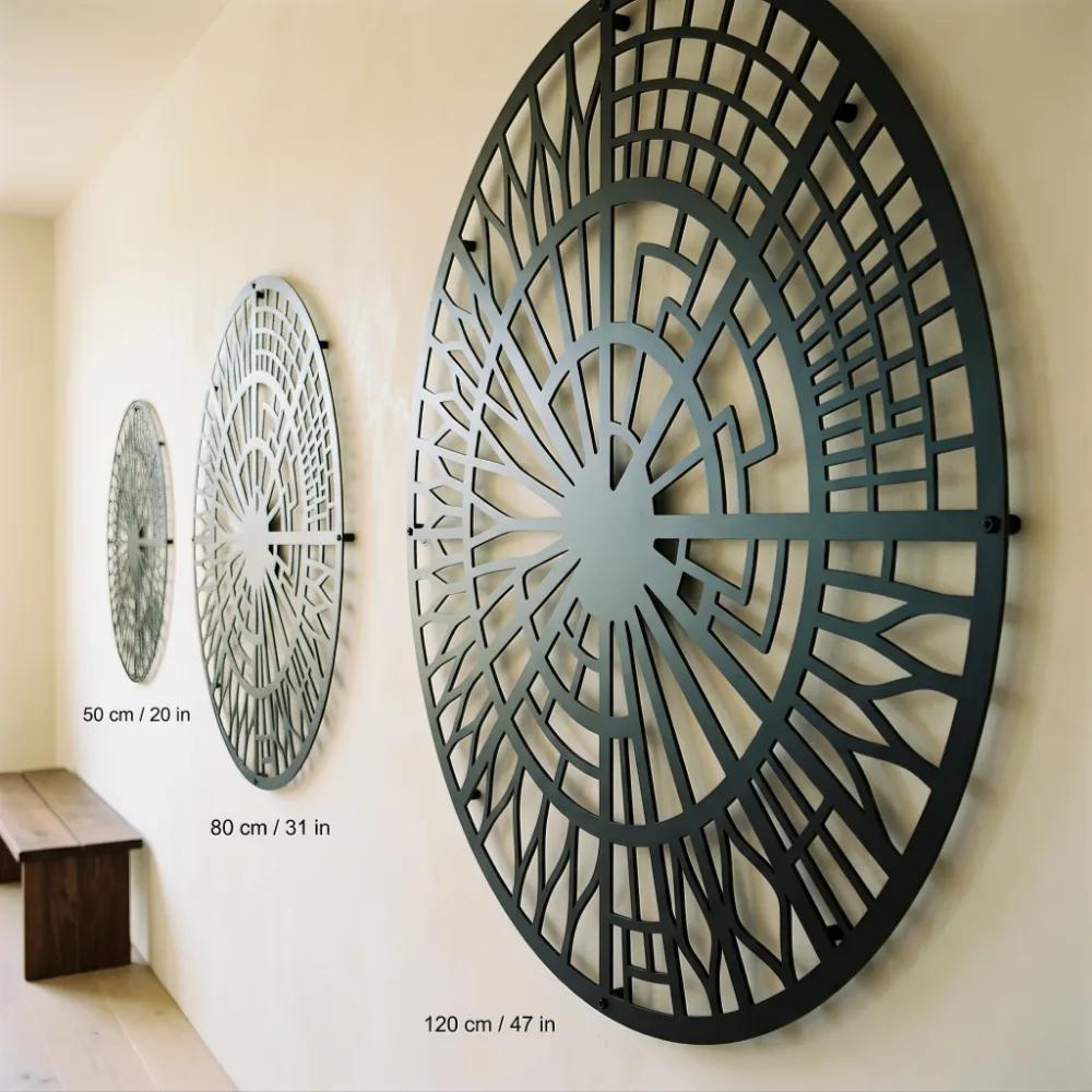 Circular Mosaic Mandala Metal Wall Art – Strata Rosette, Modern Living Room Decor — 10