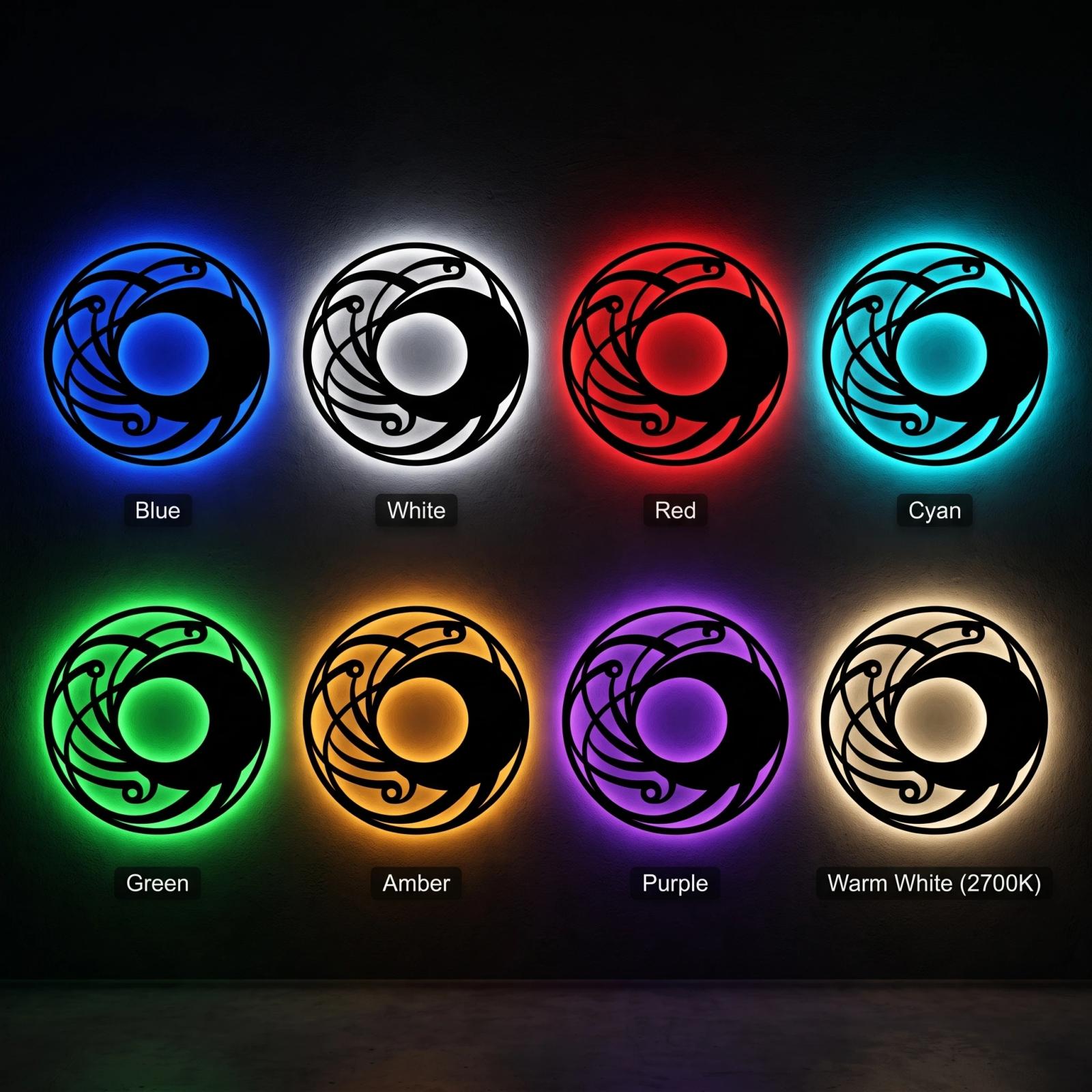 Crescent Moon Metal LED Wall Art – Lunar Coil, Modern Living Room Decor — 10