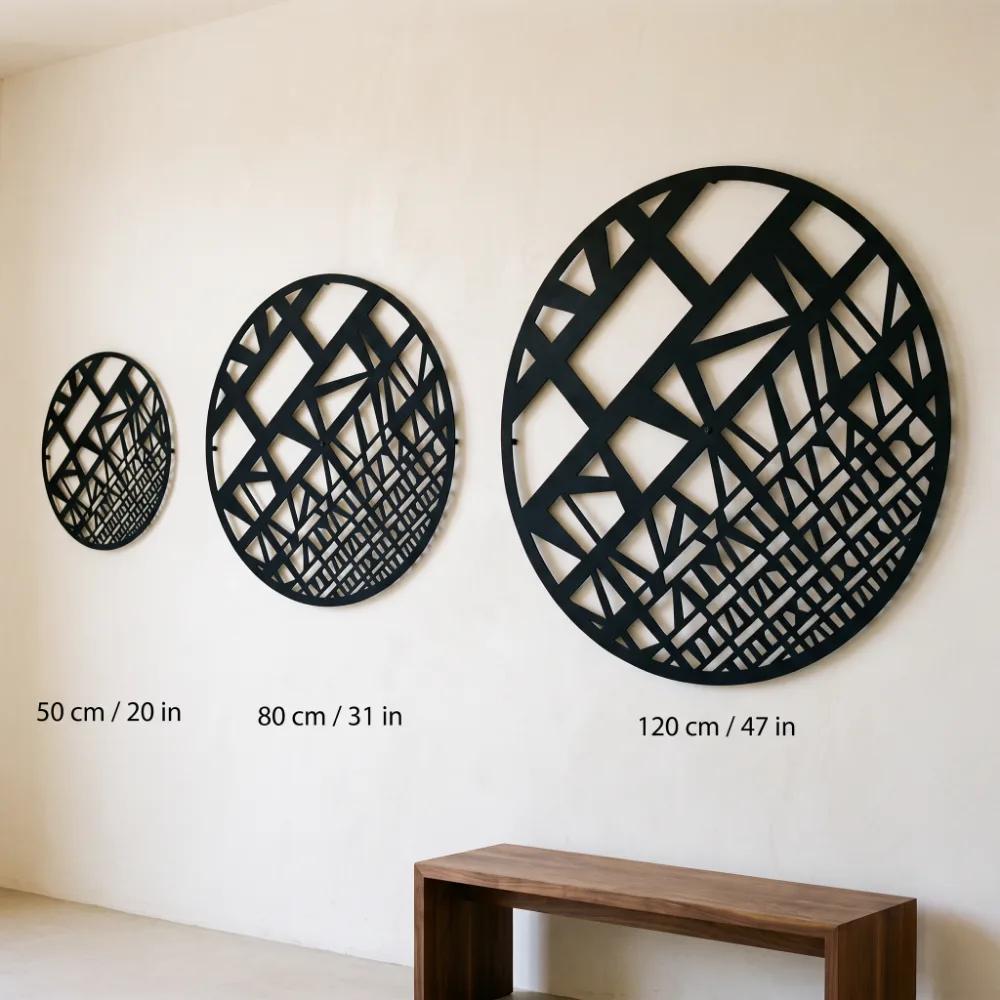 Geometric Globe Metal Wall Art – Fractured Meridian, Modern Living Room Decor — 7