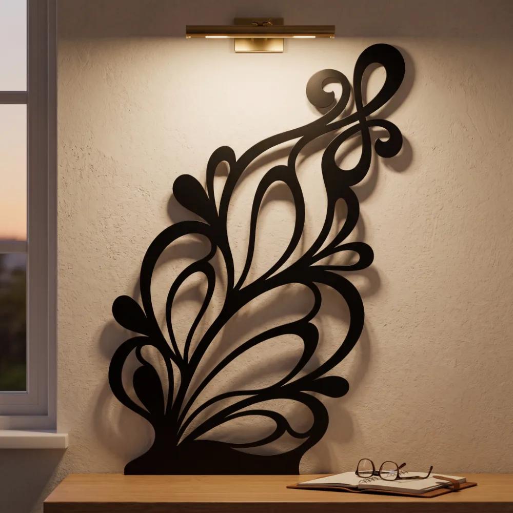 Flourish Metal Wall Art – Verdant Flourish, Modern Botanical Living Room Decor — 4