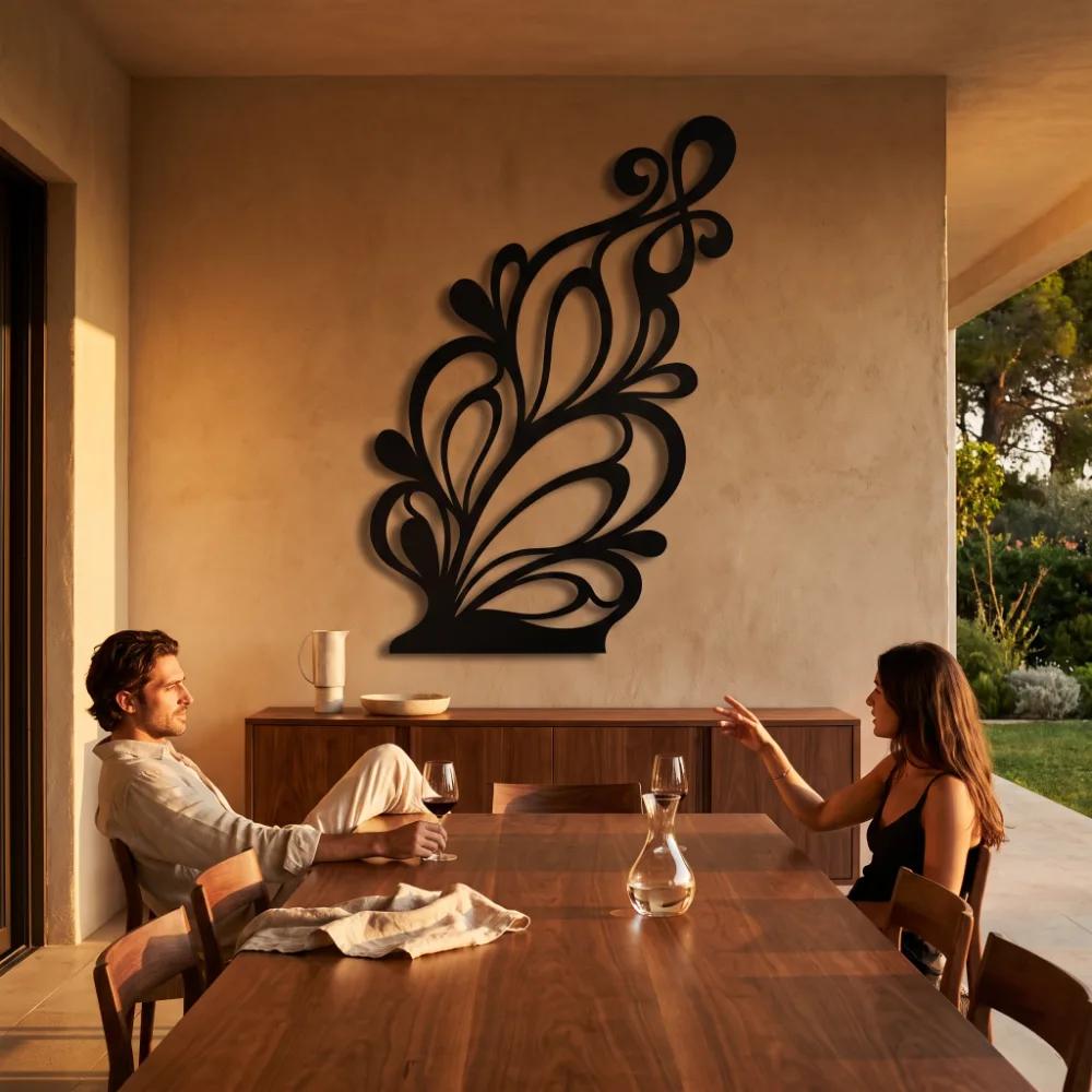 Flourish Metal Wall Art – Verdant Flourish, Modern Botanical Living Room Decor — 5