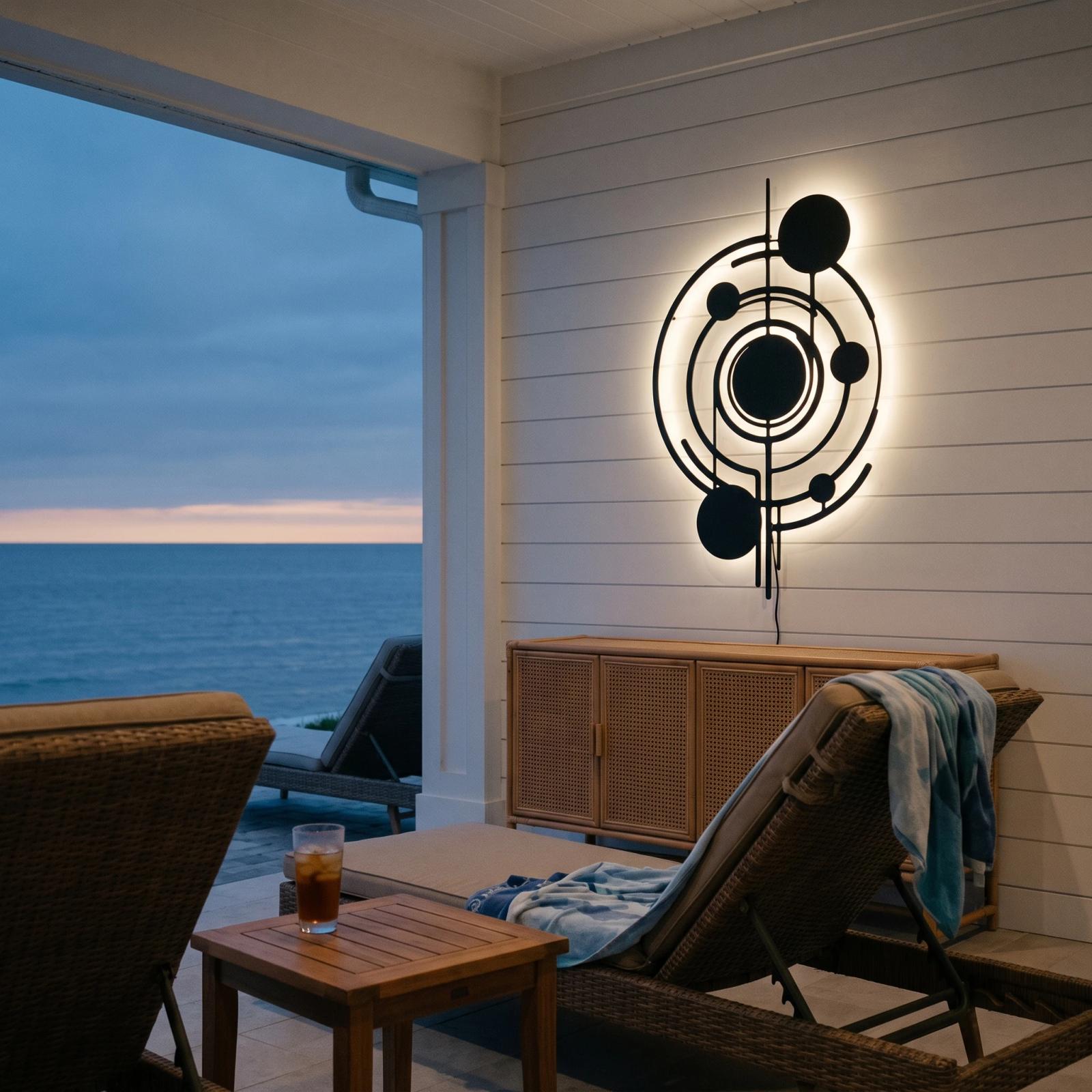 LED Metal Wall Art – Orbital Drift, Backlit Celestial Orbit Decor for Living Room — 3