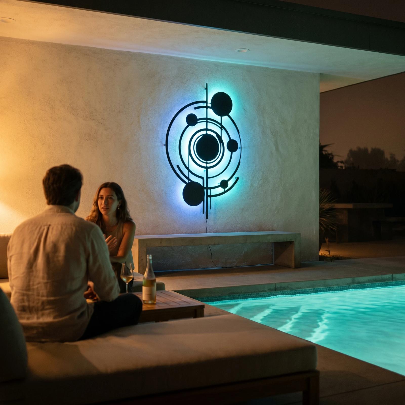 LED Metal Wall Art – Orbital Drift, Backlit Celestial Orbit Decor for Living Room — 4