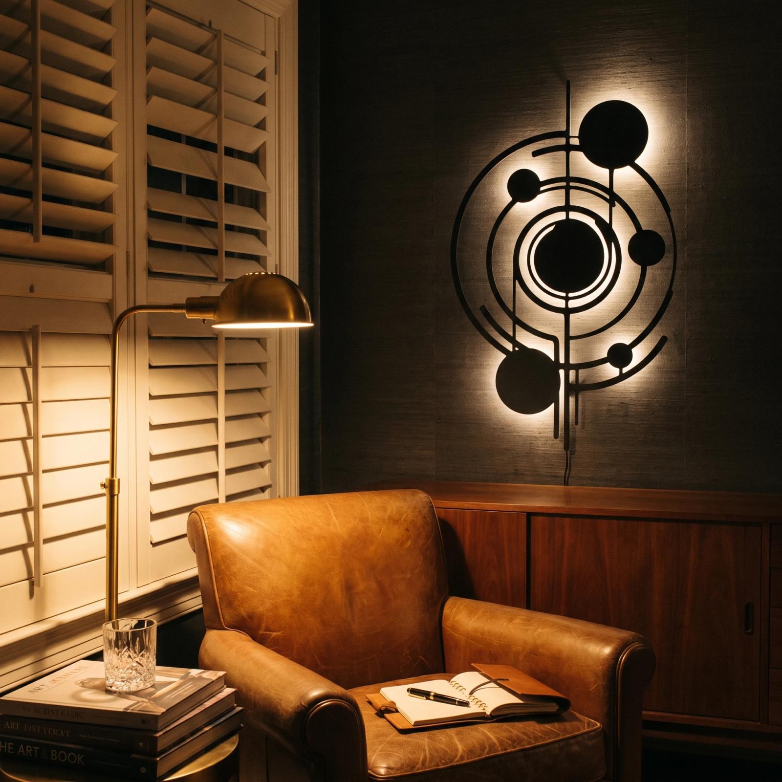 LED Metal Wall Art – Orbital Drift, Backlit Celestial Orbit Decor for Living Room — 2