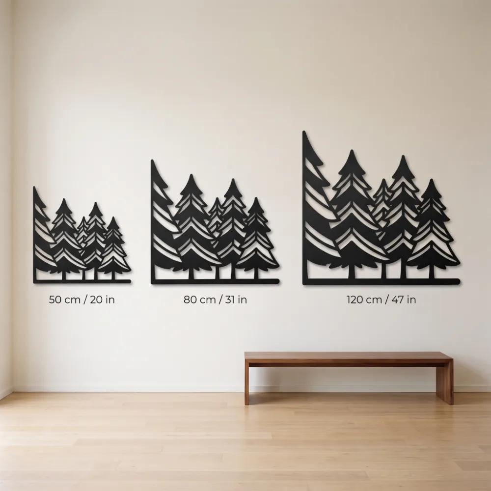 Pine Forest Metal Wall Art – Silent Timberline, Rustic Cabin Lodge Decor — 7