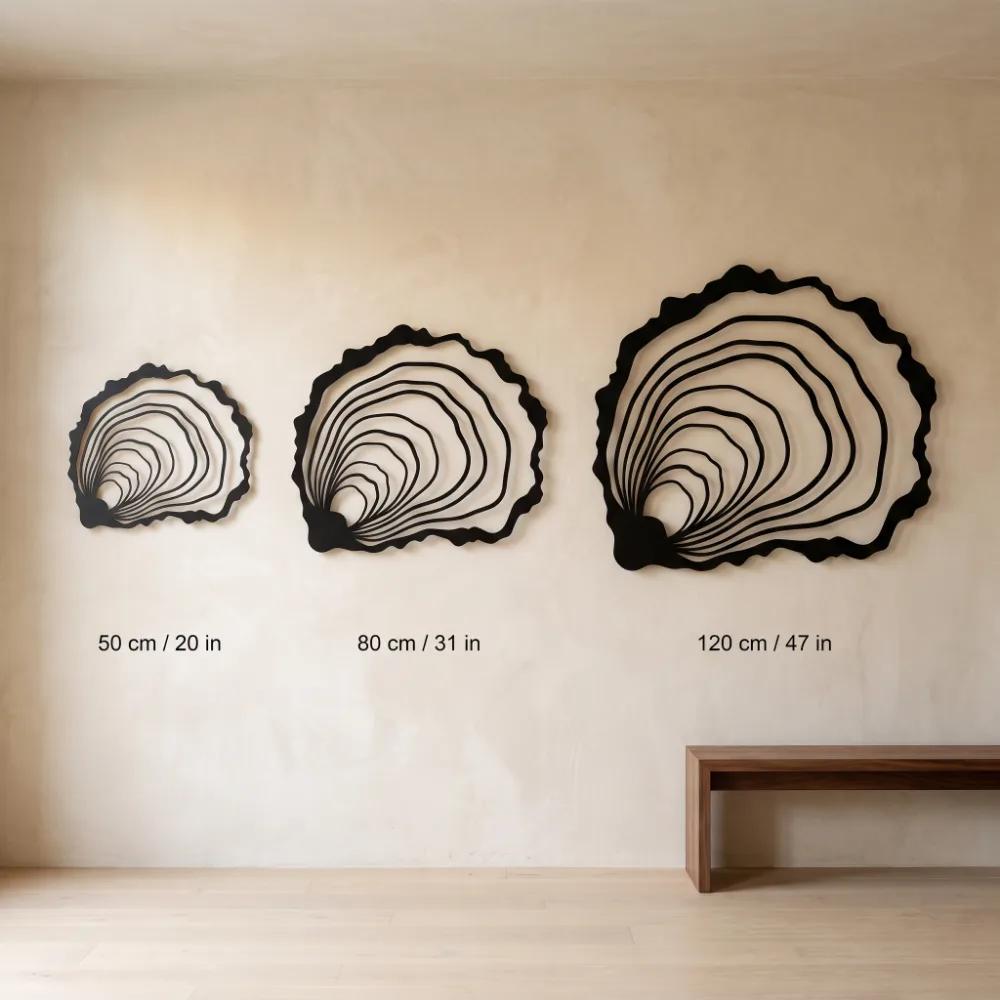 Oyster Shell Metal LED Wall Art – Tidal Bloom, Coastal Living Room Decor — 11