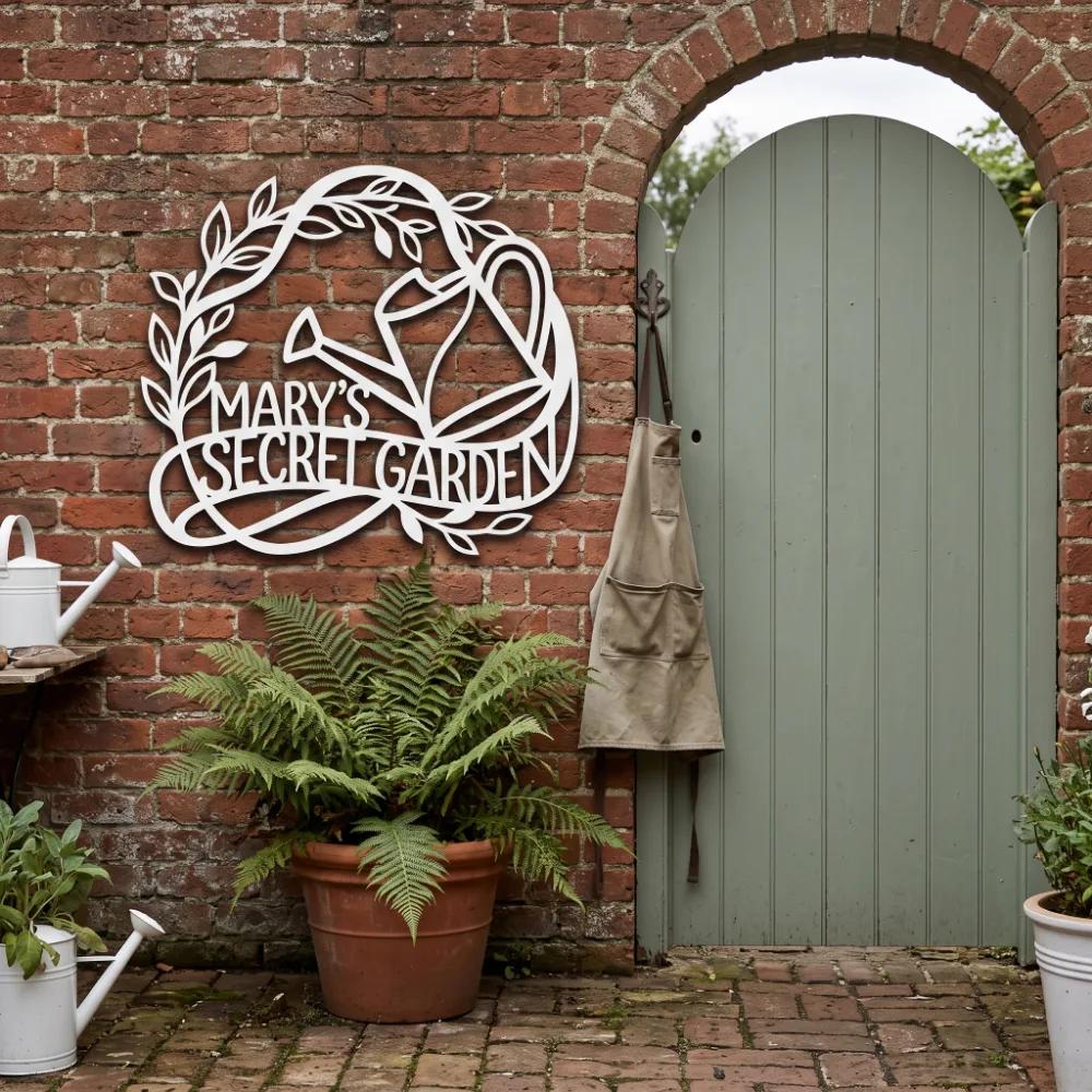 Personalized Garden Watering Can Metal Art – Custom Botanical Name Sign, Outdoor Entryway Decor — 2