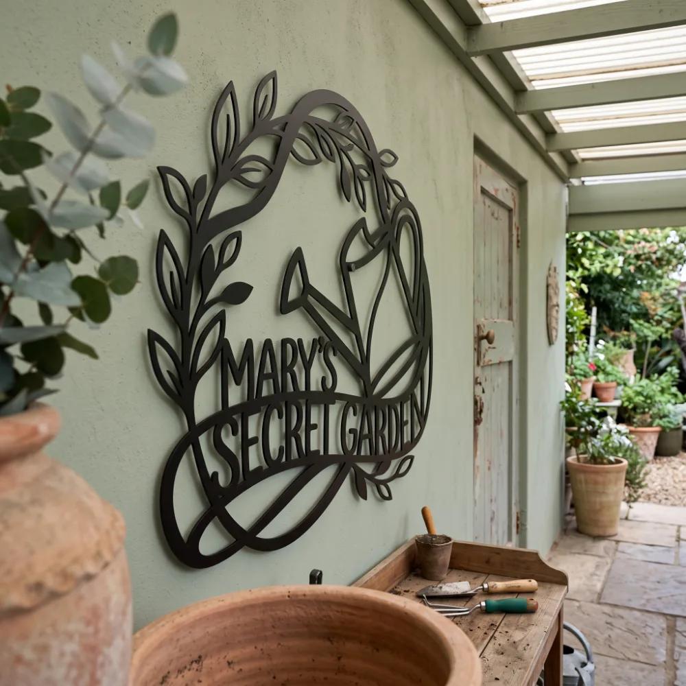 Personalized Garden Watering Can Metal Art – Custom Botanical Name Sign, Outdoor Entryway Decor — 6