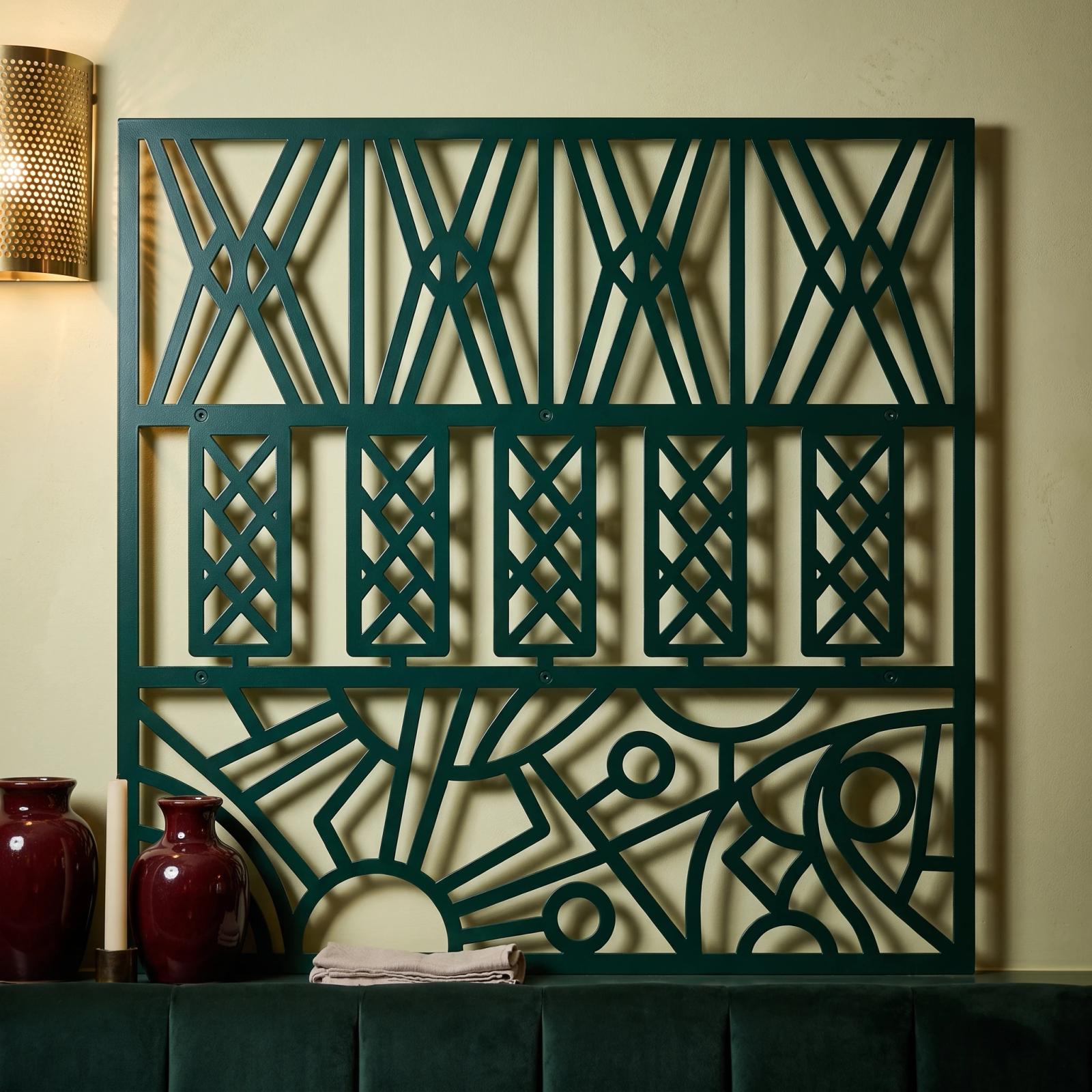 Geometric Metal Wall Art Mid Century Sunburst Screen – Solstice Terrace, Living Room Decor — 3
