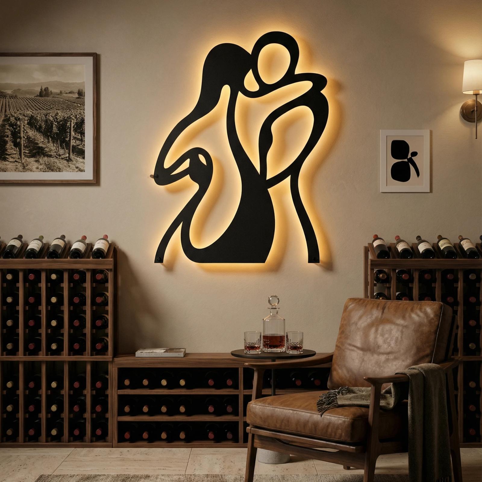 Romantic Couple Embrace Metal Wall Art – Eternal Kiss, Modern Bedroom Decor — 5