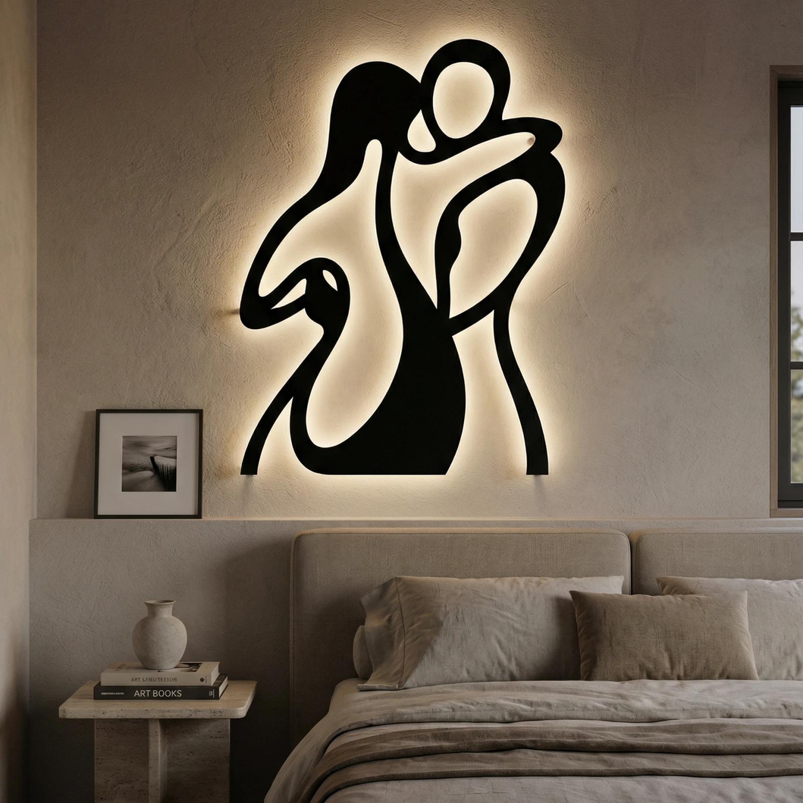 Romantic Couple Embrace Metal Wall Art – Eternal Kiss, Modern Bedroom Decor — 6