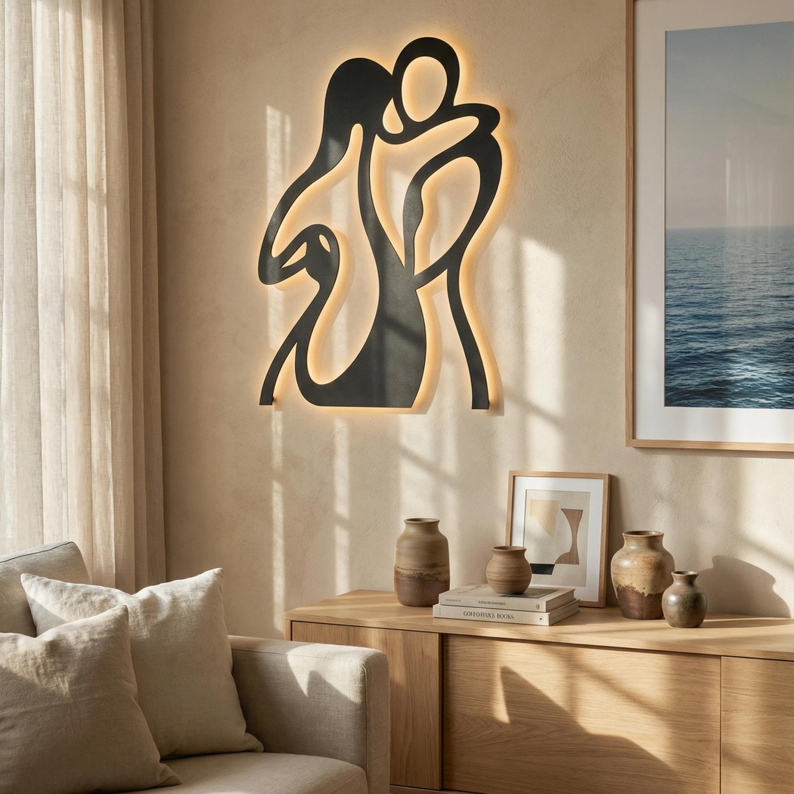 Romantic Couple Embrace Metal Wall Art – Eternal Kiss, Modern Bedroom Decor — 7