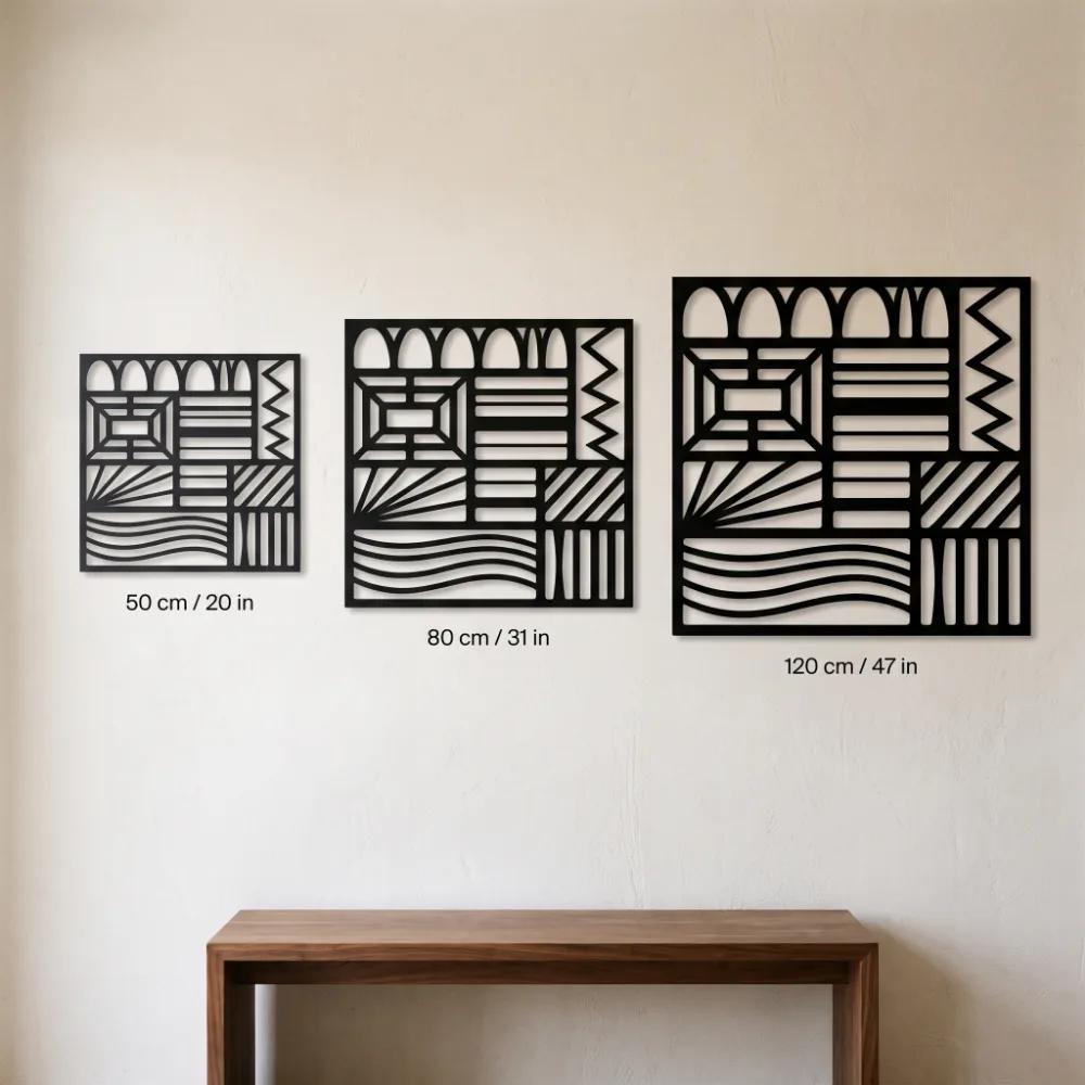 Geometric Pattern Metal Wall Art – Woven Cadence, Modern Living Room Decor — 10