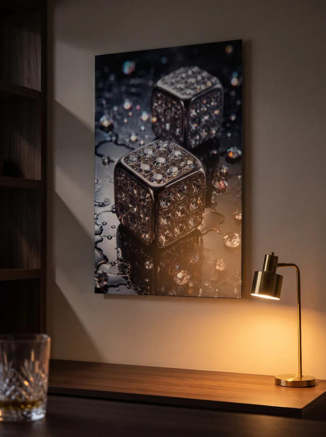 Diamond Dice Luxury Glass Wall Art | Tempered Glass Print — 3