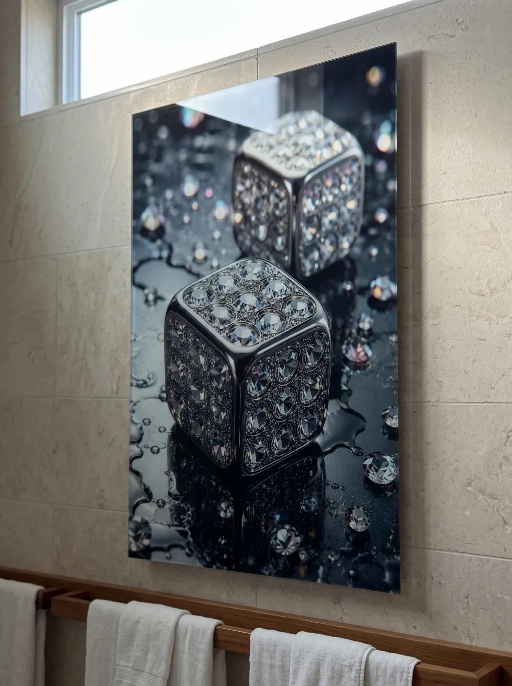 Diamond Dice Luxury Glass Wall Art | Tempered Glass Print — 4