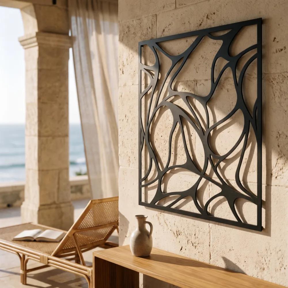 Abstract Metal Wall Art – Fractured Calm, Modern Organic Living Room Decor