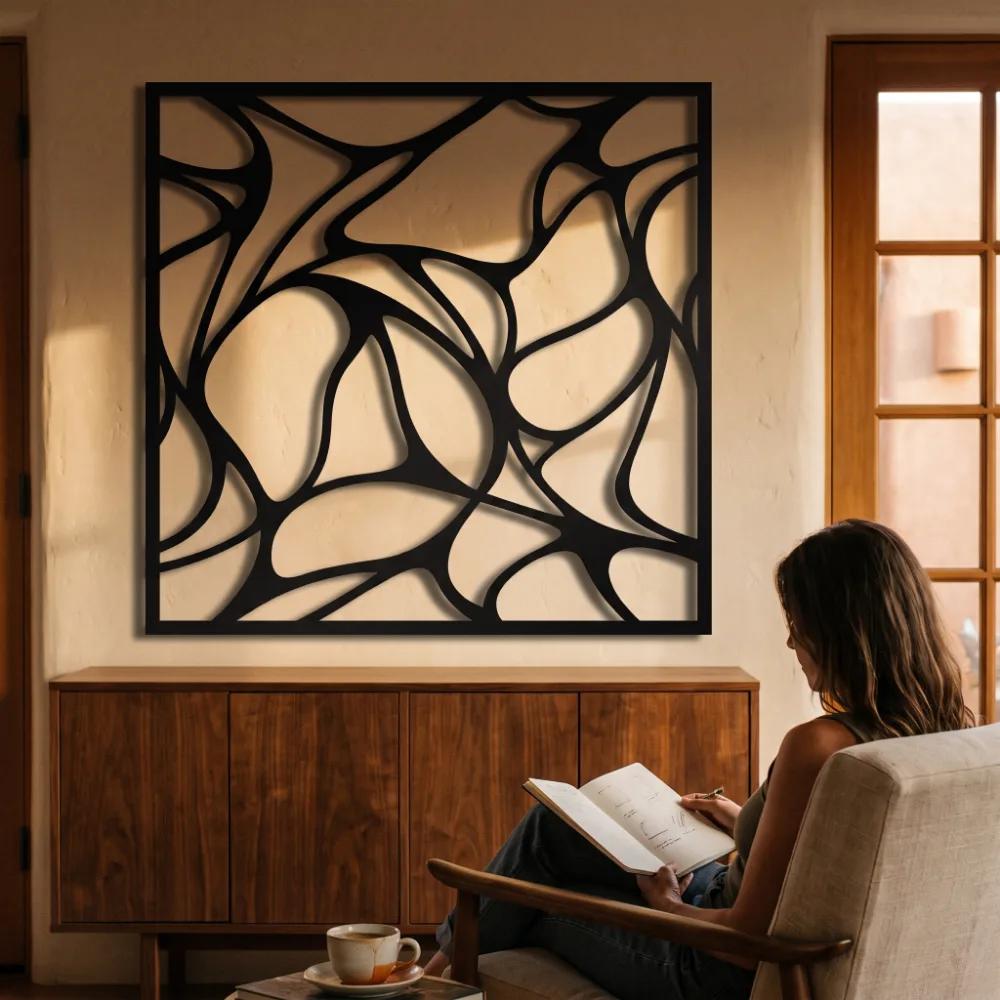 Abstract Metal Wall Art – Fractured Calm, Modern Organic Living Room Decor — 3