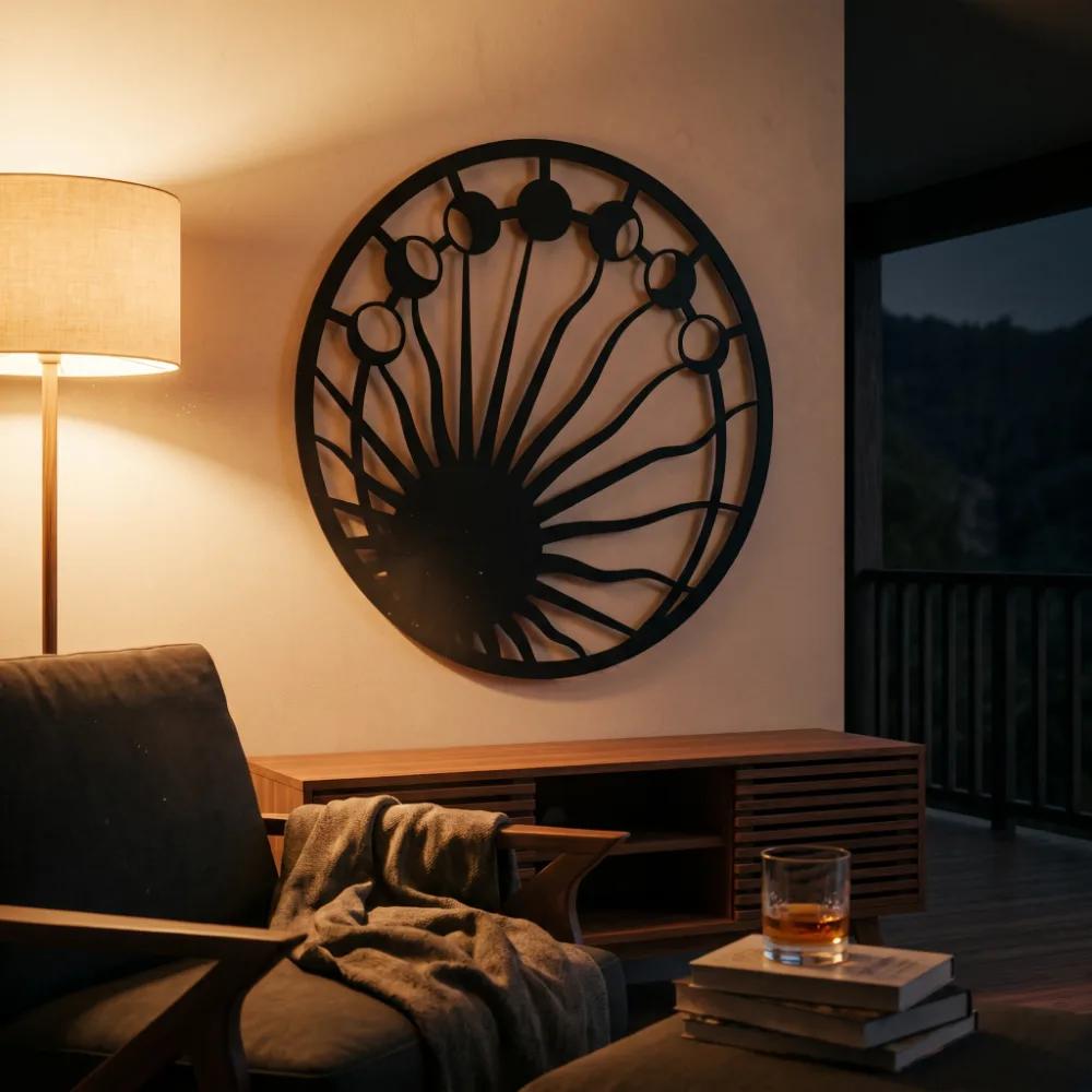 Dandelion Metal Circle Wall Art – Seedborne Circle, Modern Living Room Decor — 6