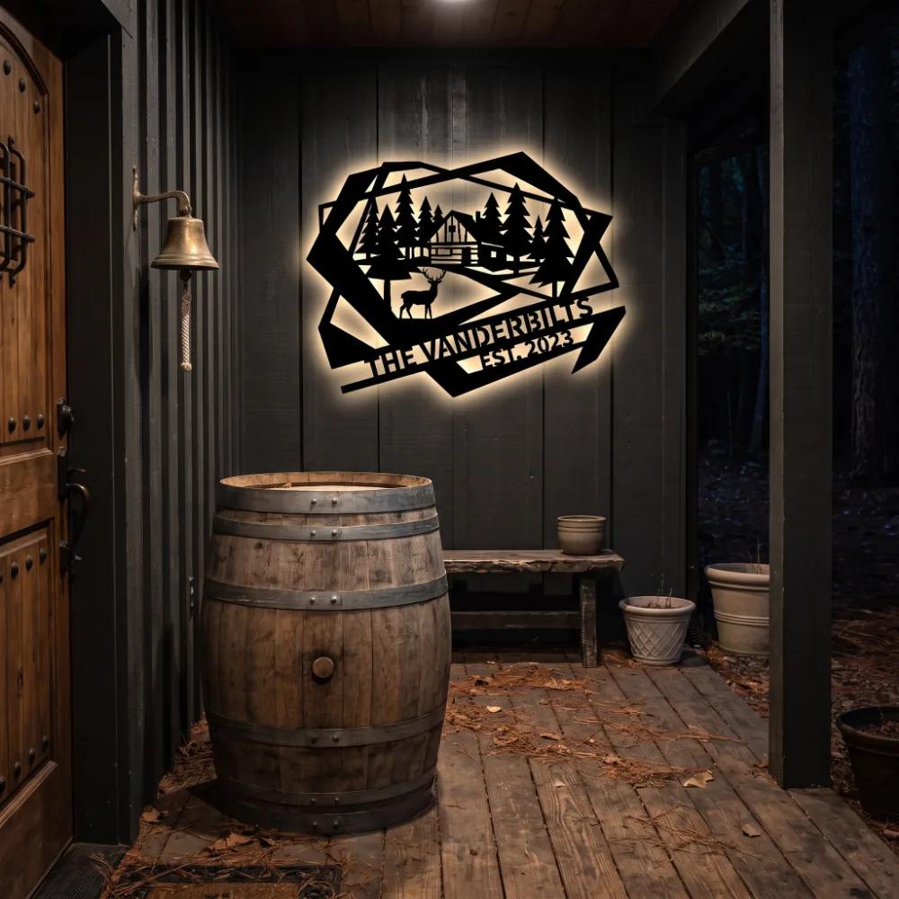 Custom Cabin Metal Wall Art – Wilderness Lodge Address Sign, Outdoor Porch Decor — 8