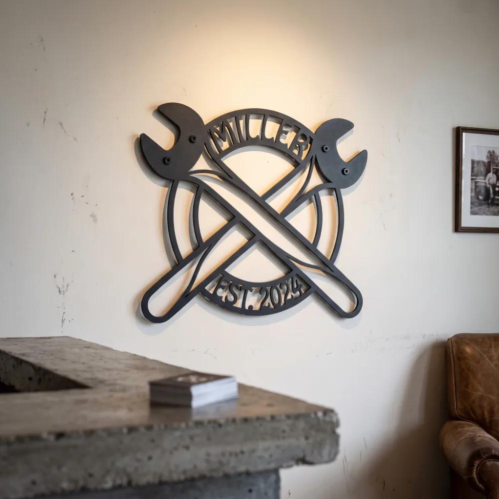 Custom Garage Metal Wall Art – Iron Wrench, Workshop Decor Auto Teacher Gift — 7