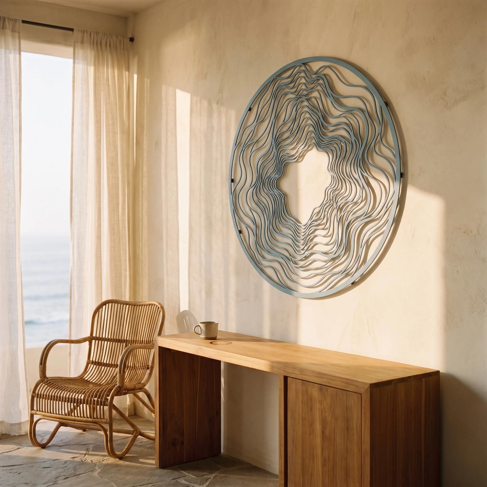 Abstract Topographic Wave Metal Wall Art – Echo, Modern Living Room Decor — 10