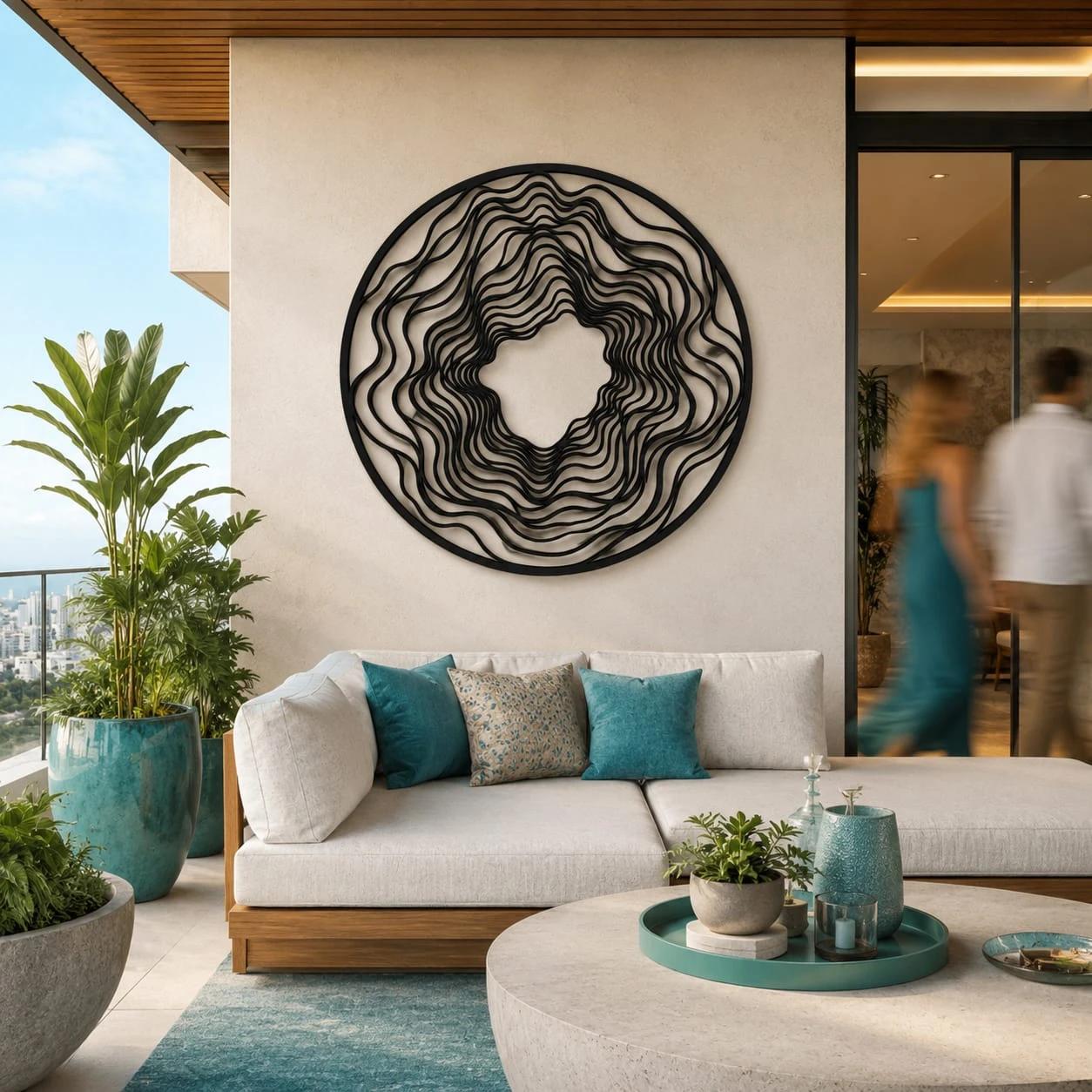 Abstract Topographic Wave Metal Wall Art – Echo, Modern Living Room Decor — 2
