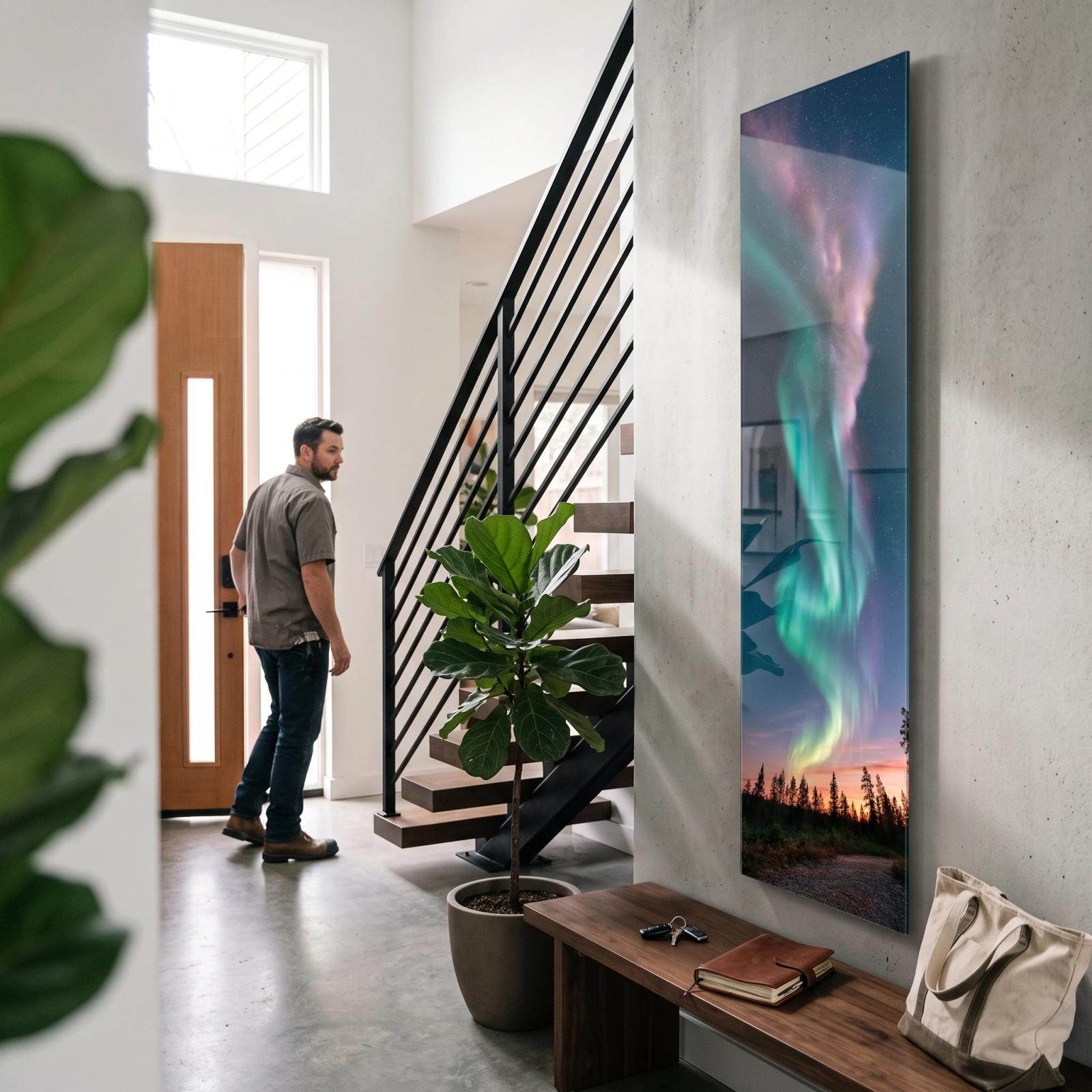 Aurora Borealis Night Sky Vertical Glass Wall Art | Tempered Glass Print — 2