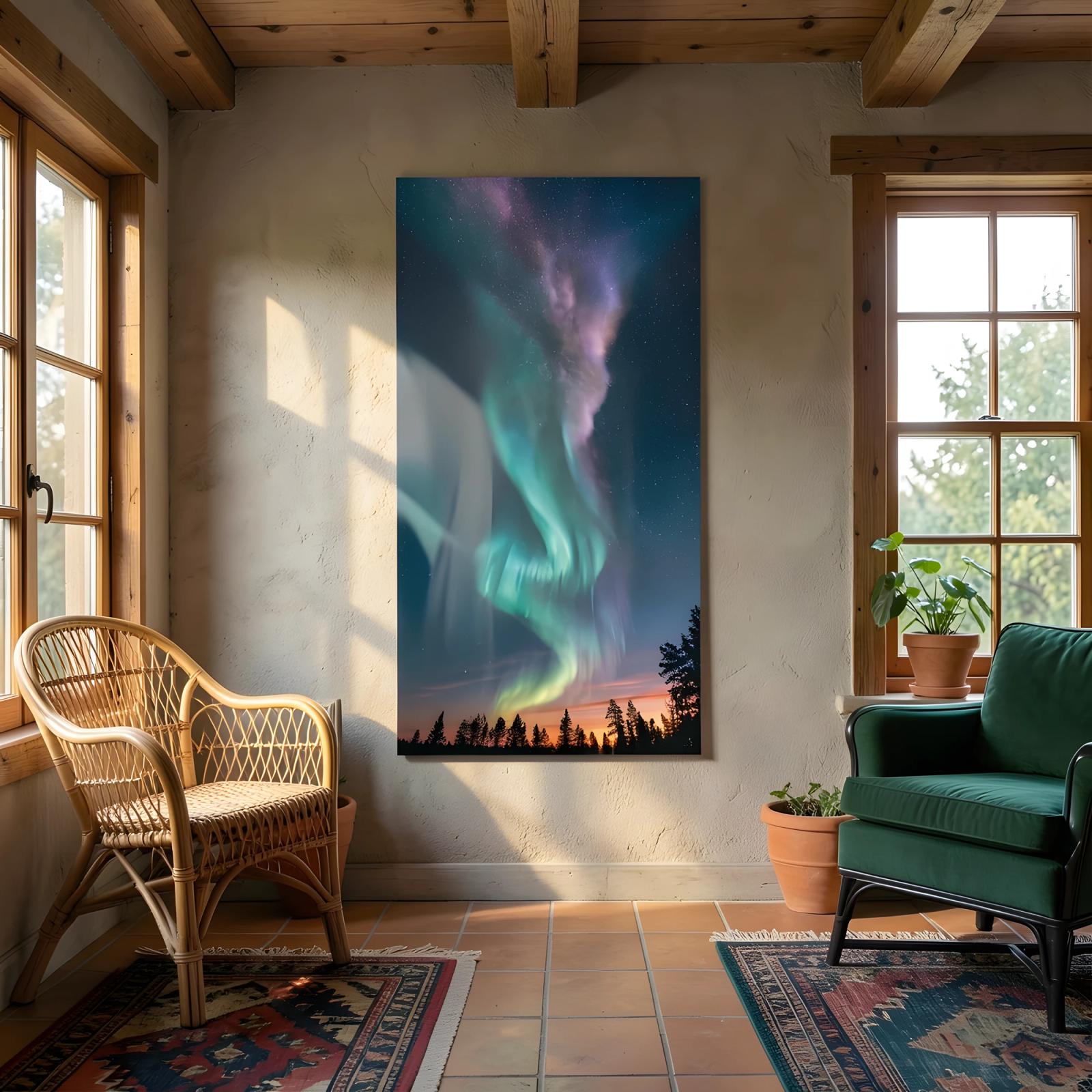 Aurora Borealis Night Sky Vertical Glass Wall Art | Tempered Glass Print — 5