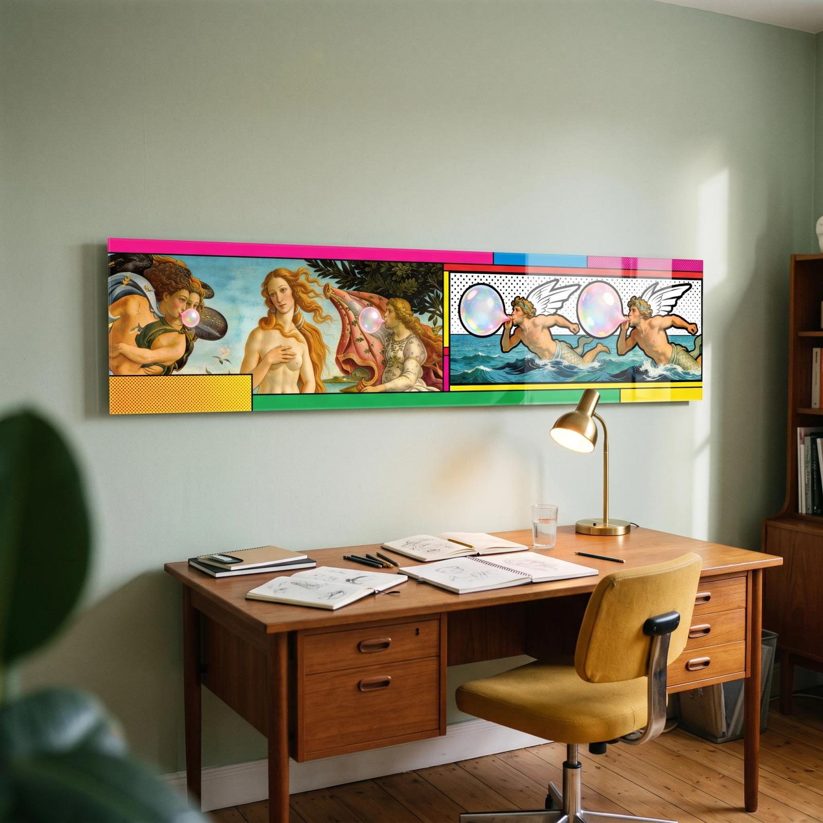 Pop Art Glass Wall Art Renaissance Comic Mashup | Glass Wall Art — 2