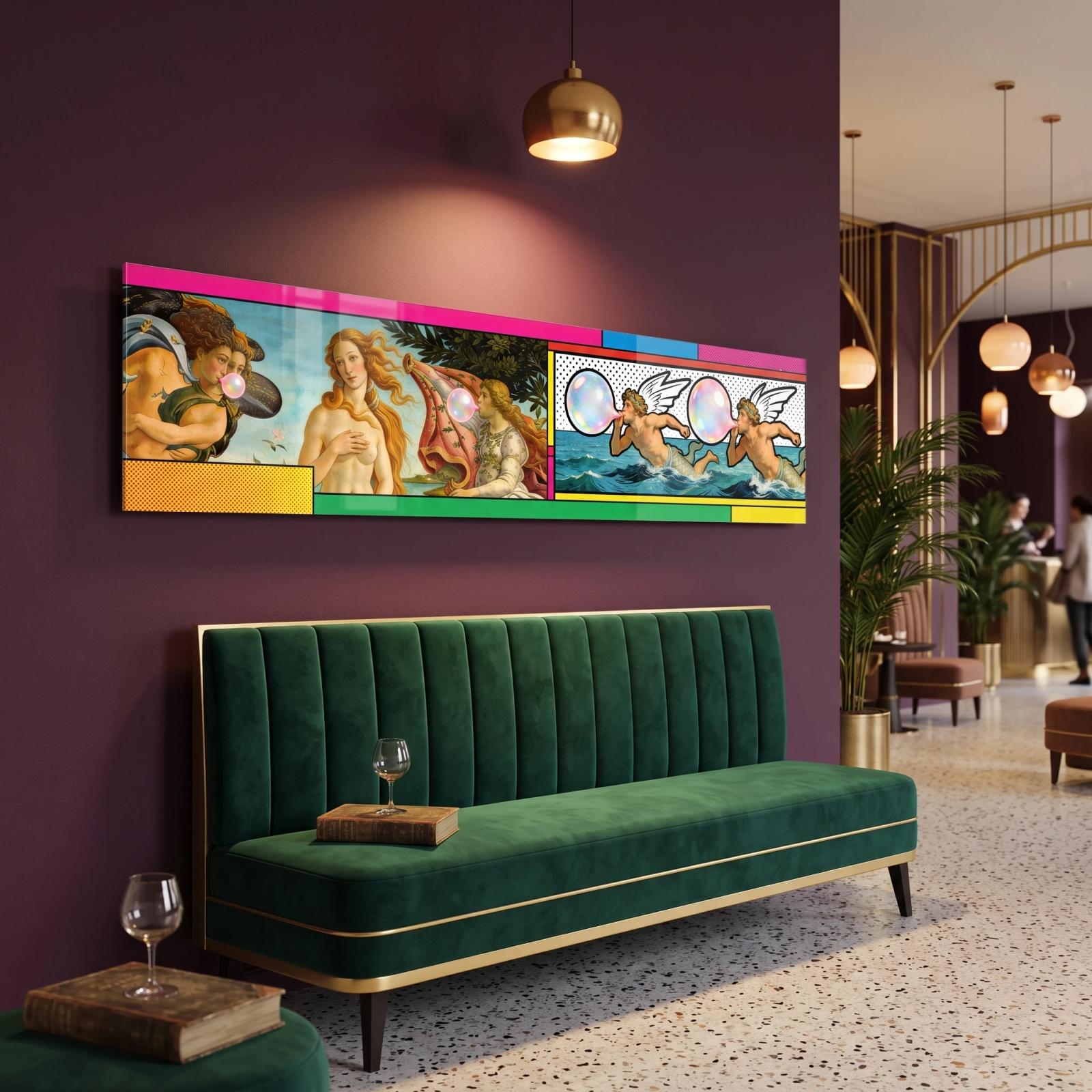 Pop Art Glass Wall Art Renaissance Comic Mashup | Glass Wall Art — 3