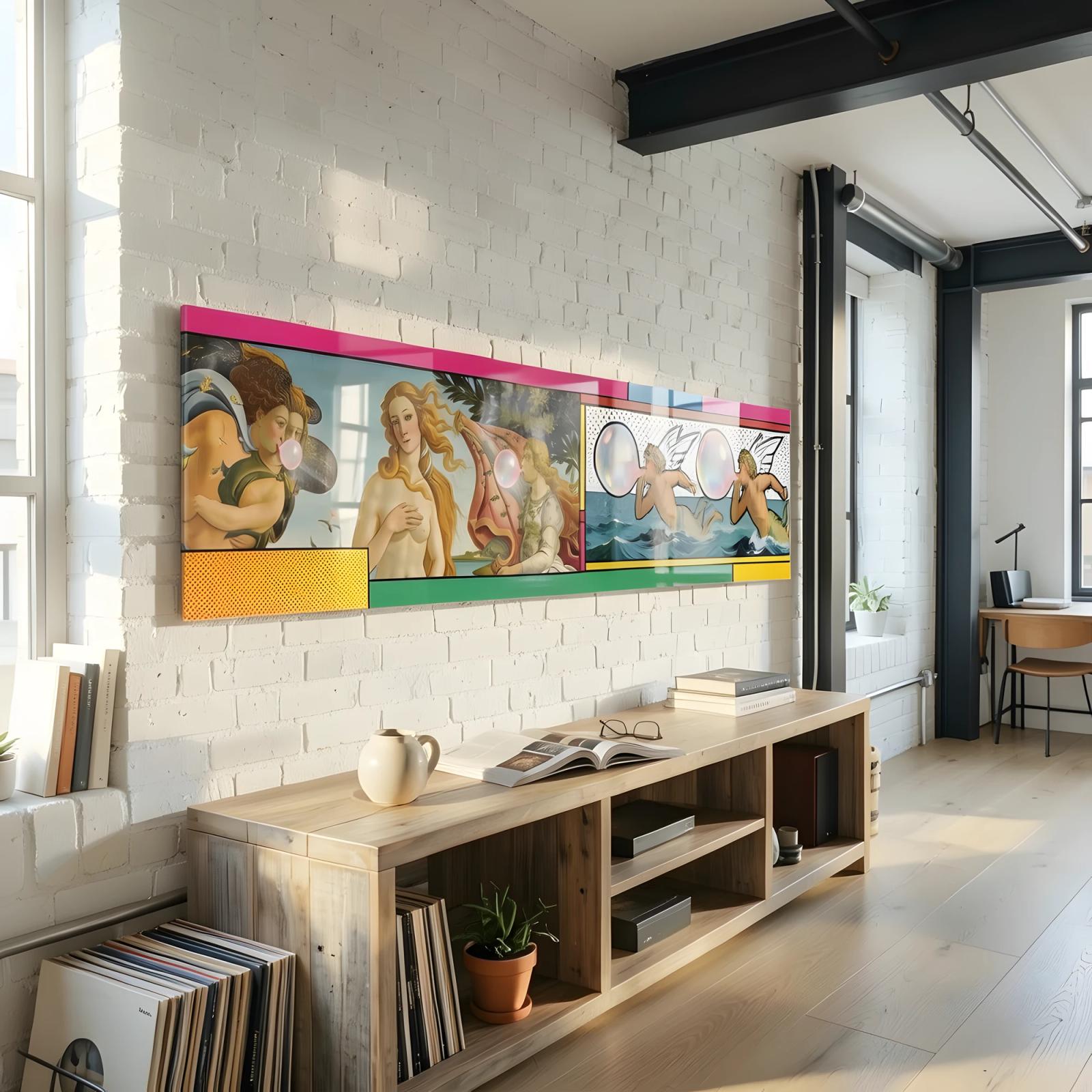 Pop Art Glass Wall Art Renaissance Comic Mashup | Glass Wall Art — 4