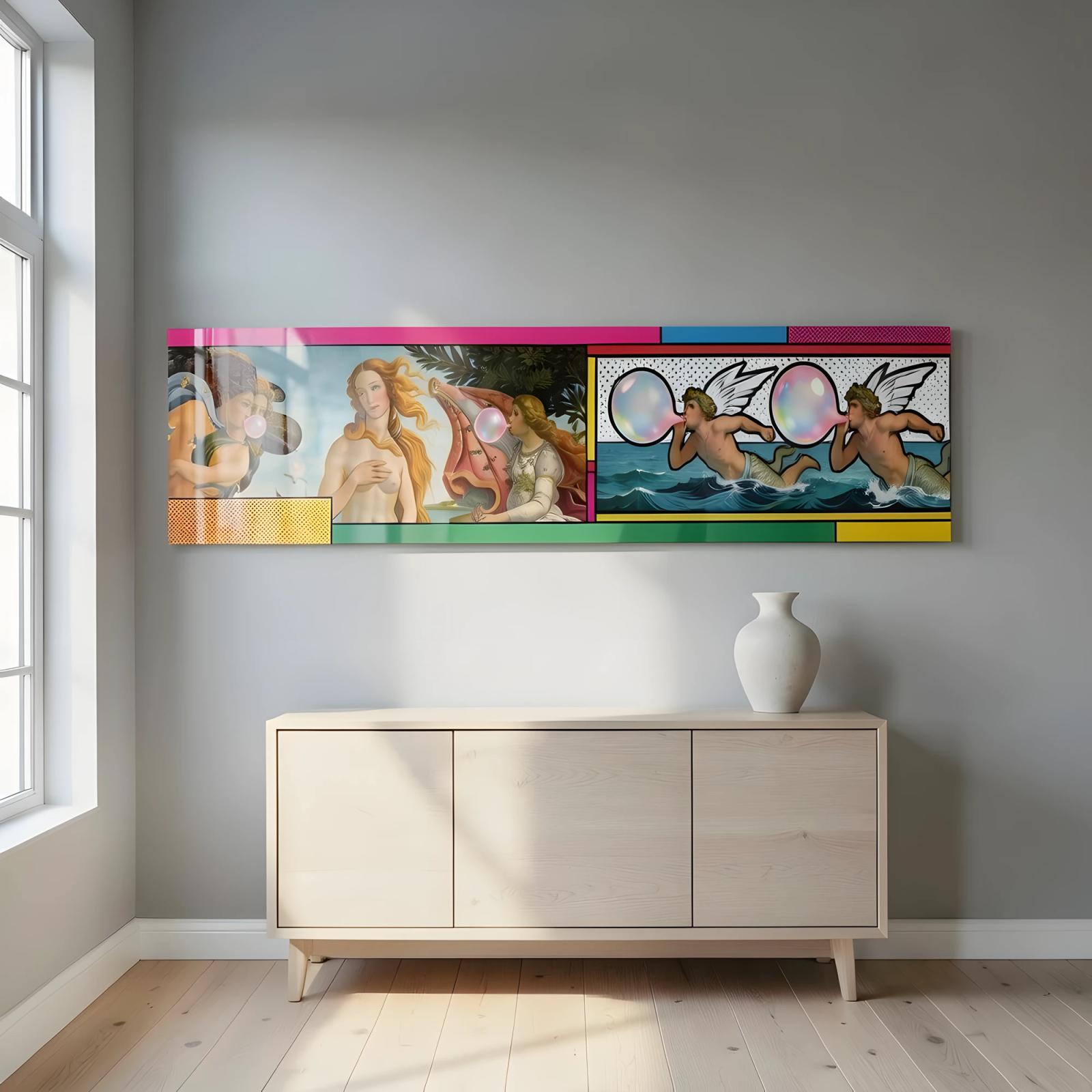 Pop Art Glass Wall Art Renaissance Comic Mashup | Glass Wall Art — 7