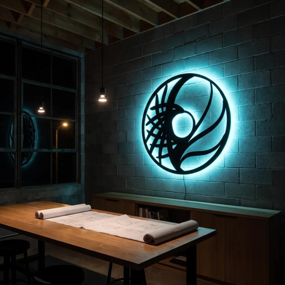Circle Metal LED Wall Art – Tidal Orbit, Modern Backlit Living Room Decor for Couples — 5