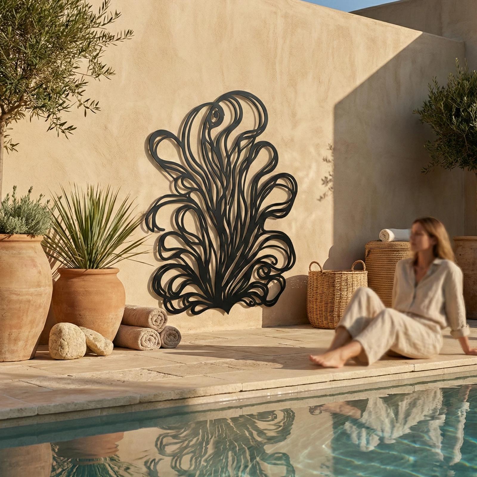Abstract Botanical Metal Wall Art – Sinuous Flora, Living Room Decor — 3