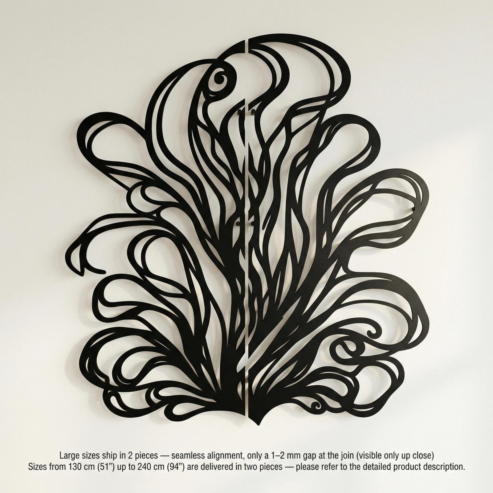 Abstract Botanical Metal Wall Art – Sinuous Flora, Living Room Decor — 6