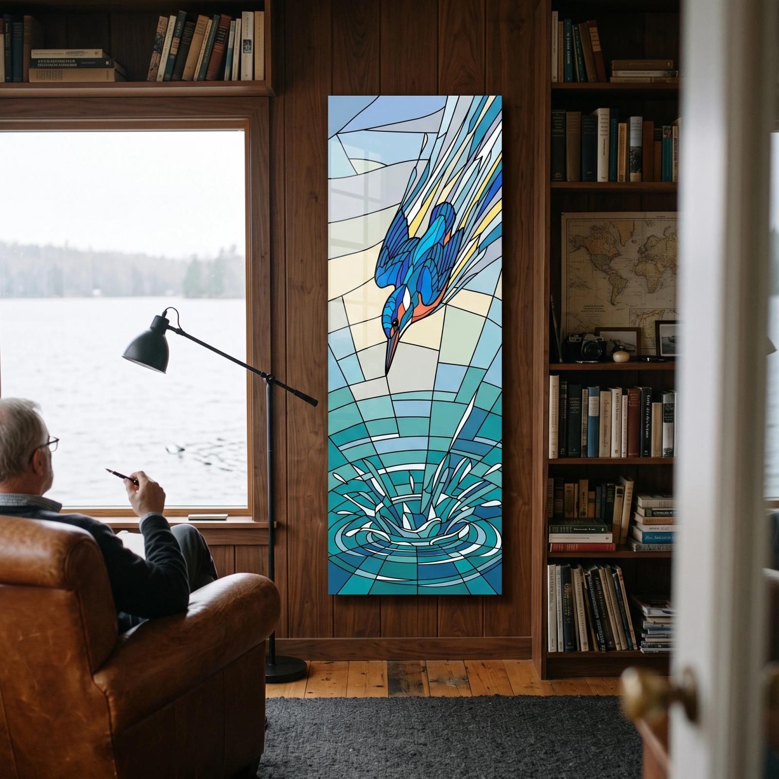 Kingfisher Glass Wall Art Stained Bird Design | Glass Wall Art — 2