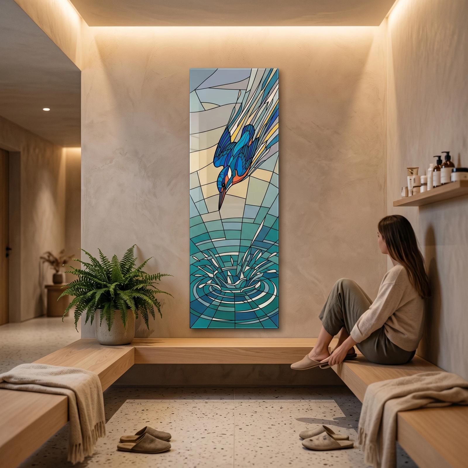 Kingfisher Glass Wall Art Stained Bird Design | Glass Wall Art — 3