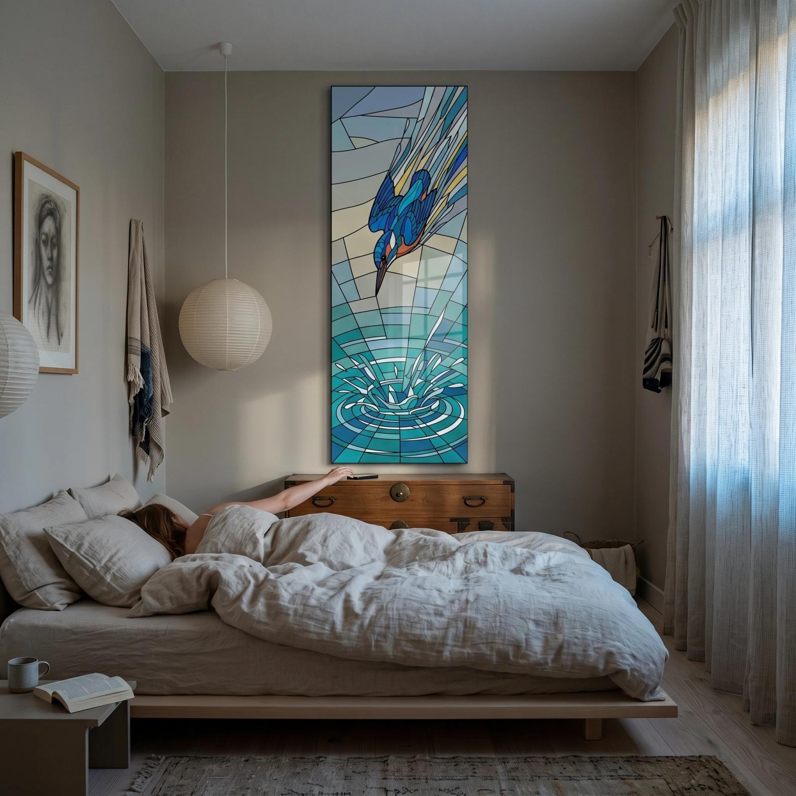 Kingfisher Glass Wall Art Stained Bird Design | Glass Wall Art — 4