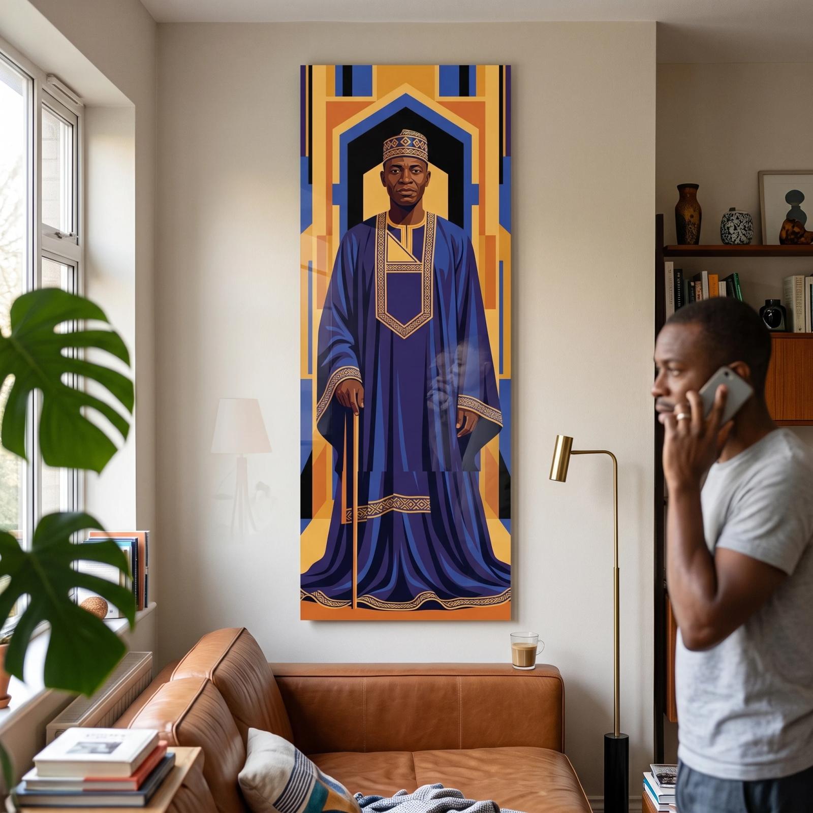 African Elder Portrait Regal Figure | Glass Wall Art — 2